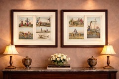 Chinese Agricultural Labor Scenes, Set of Four Hand-Colored Engravings – 1815