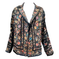 Vintage Chinese All-Over Multi-Color Hand Embroidered Silk Jacket, 1920s