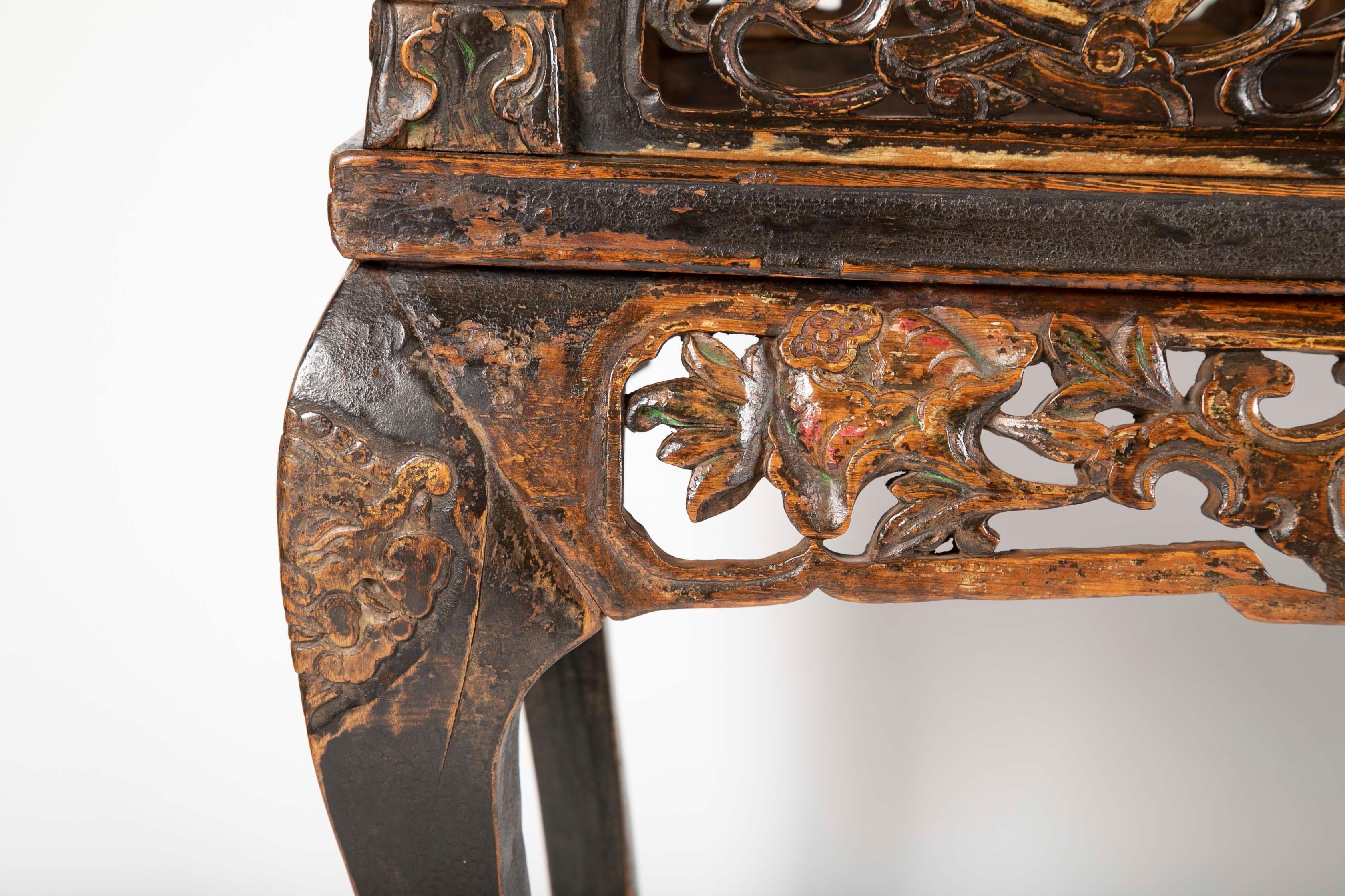 Chinese Altar Console Table with  Carved Panels 5