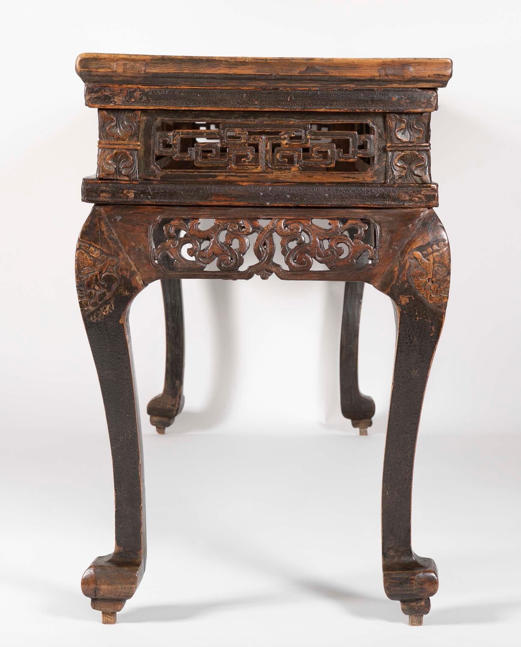 Chinese Altar Console Table with  Carved Panels 7