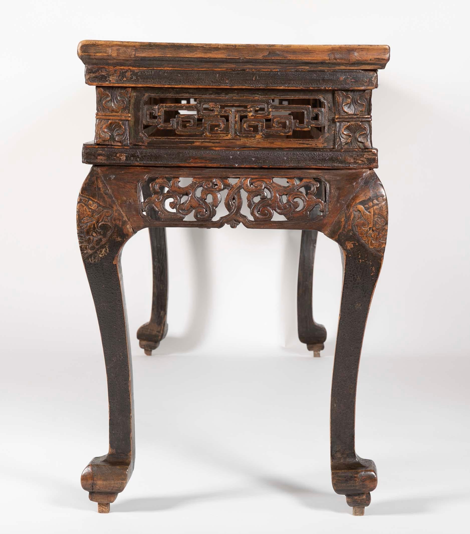 Chinese Altar Console Table with  Carved Panels 8