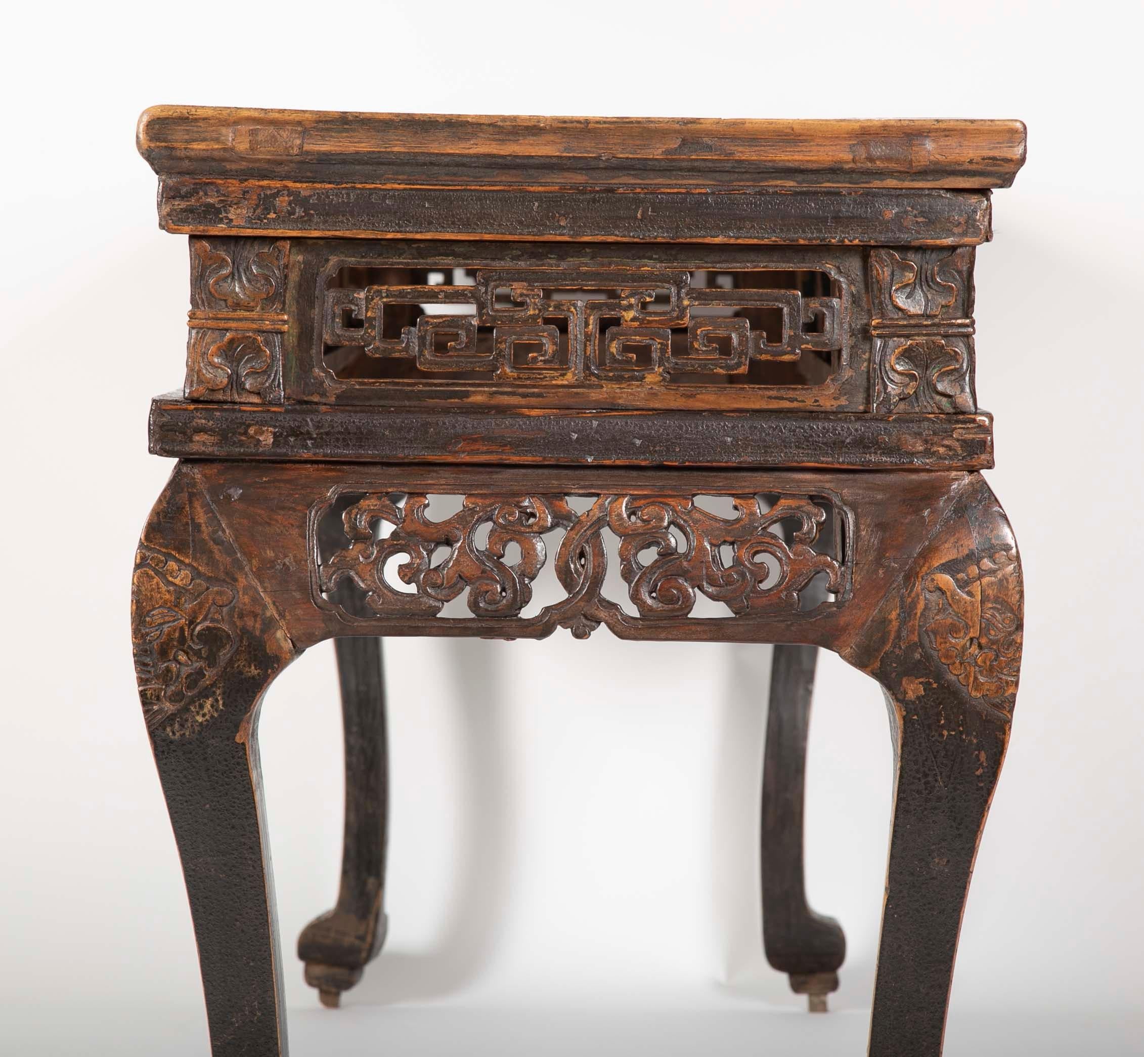 Chinese Altar Console Table with  Carved Panels 9