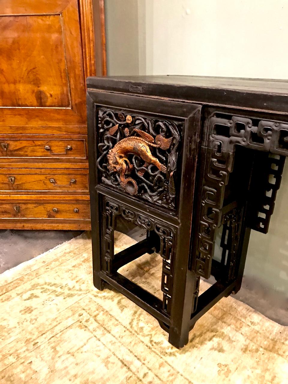 Hand-Carved Chinese Altar Table, 19th Century For Sale