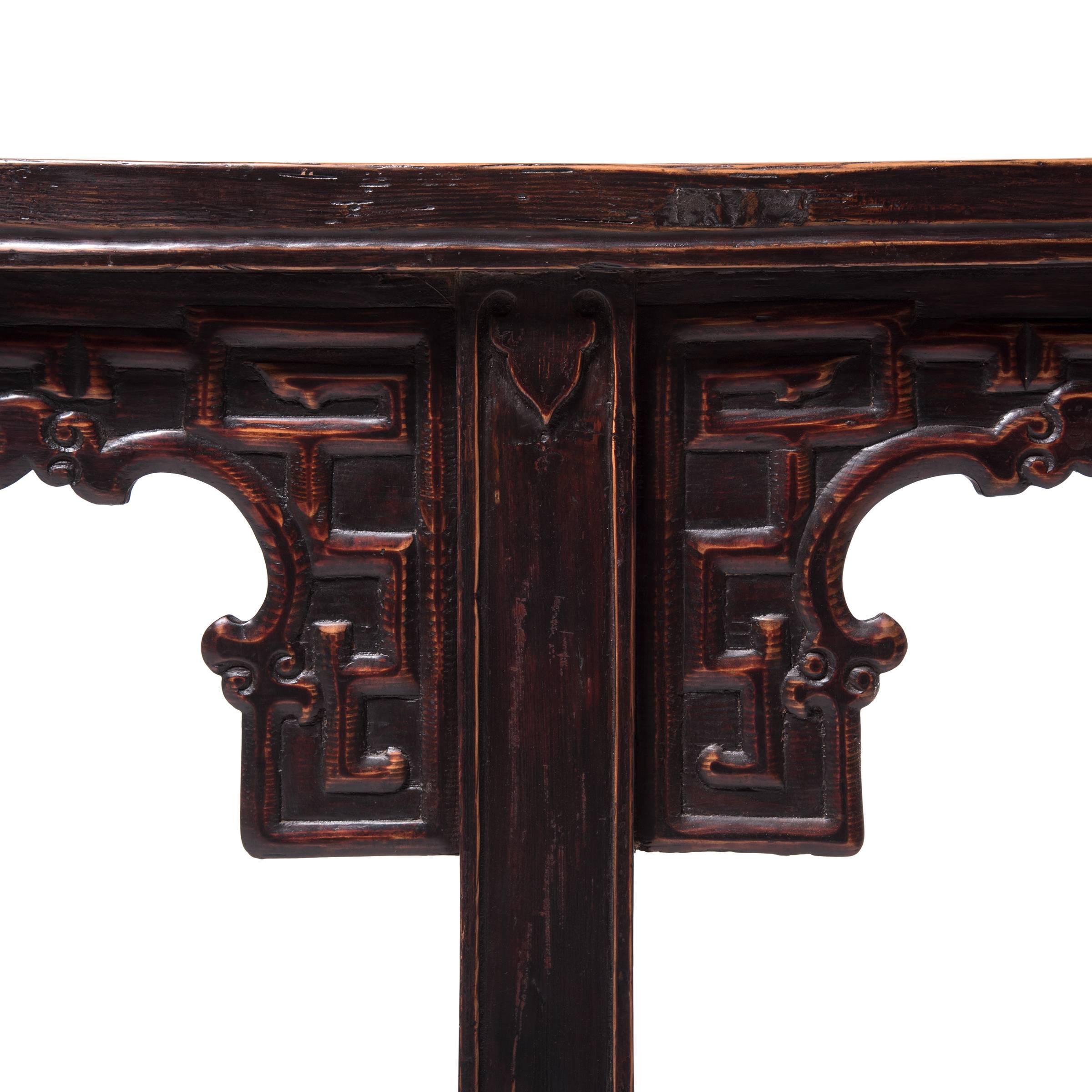 Elm Chinese Altar Table with Everted Ends, c. 1800 For Sale