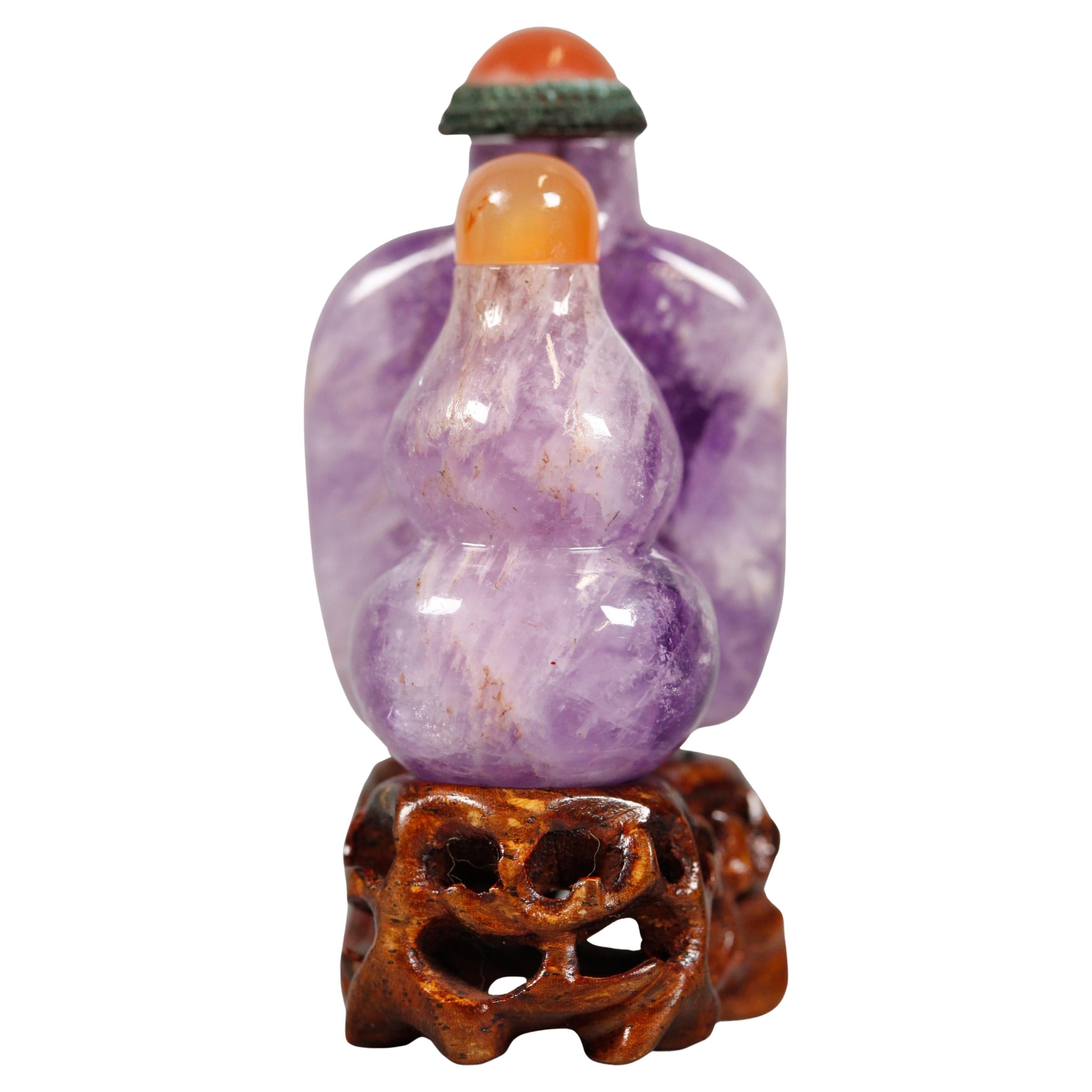 Chinese amethyst 'double' snuff bottle, 19th c. For Sale