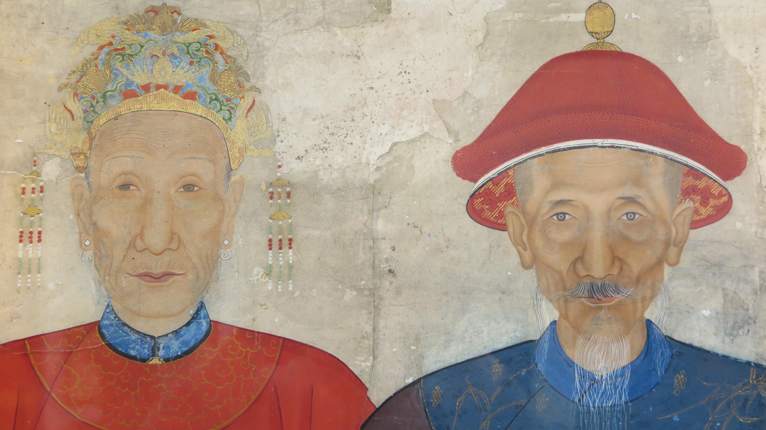Chinois Peinture d'un ancêtre chinois de la dynastie Qing en vente