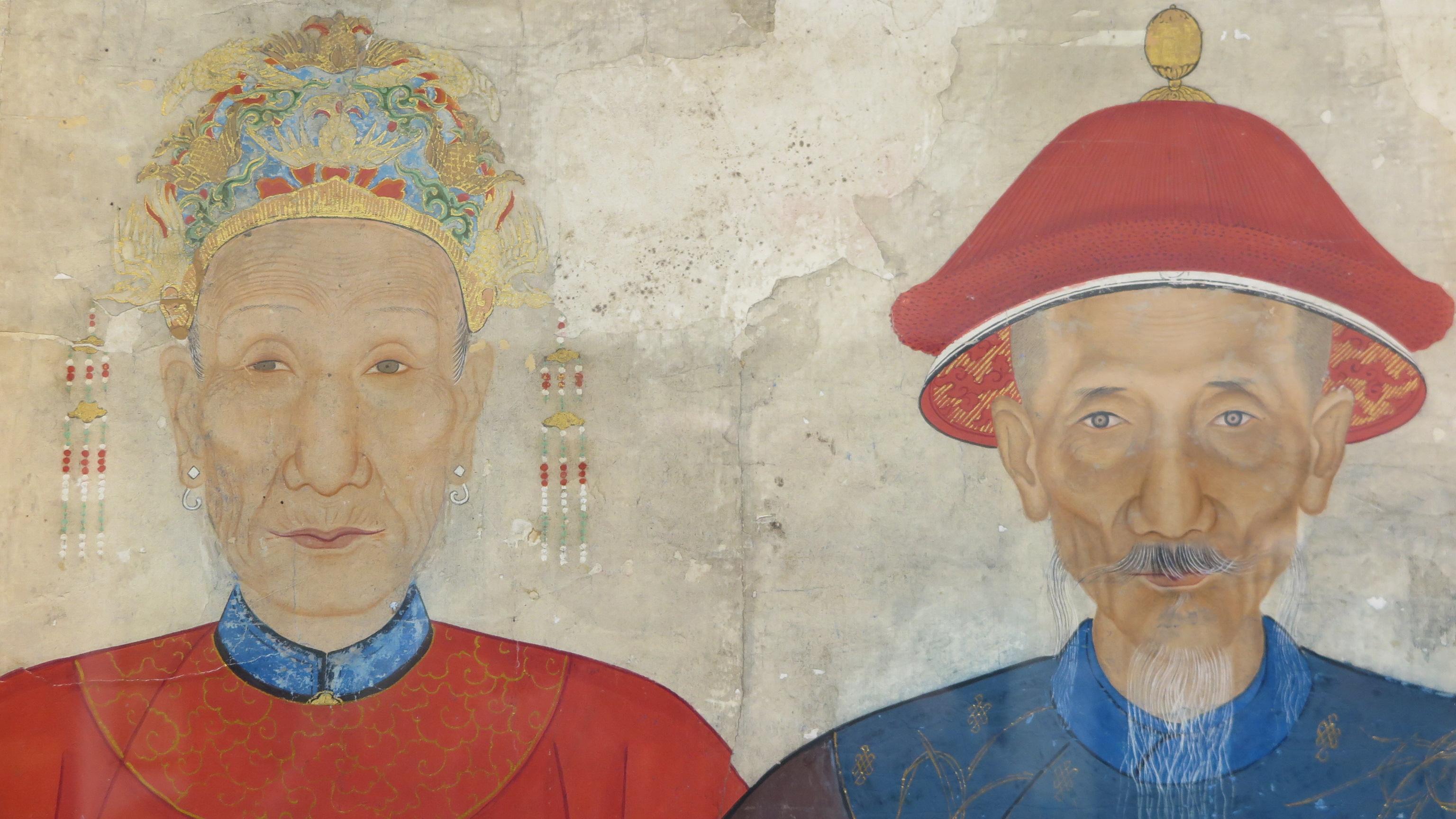 Chinesisches Ancestor-Gemälde aus der Qing-Dynastie im Zustand „Gut“ im Angebot in New York, NY