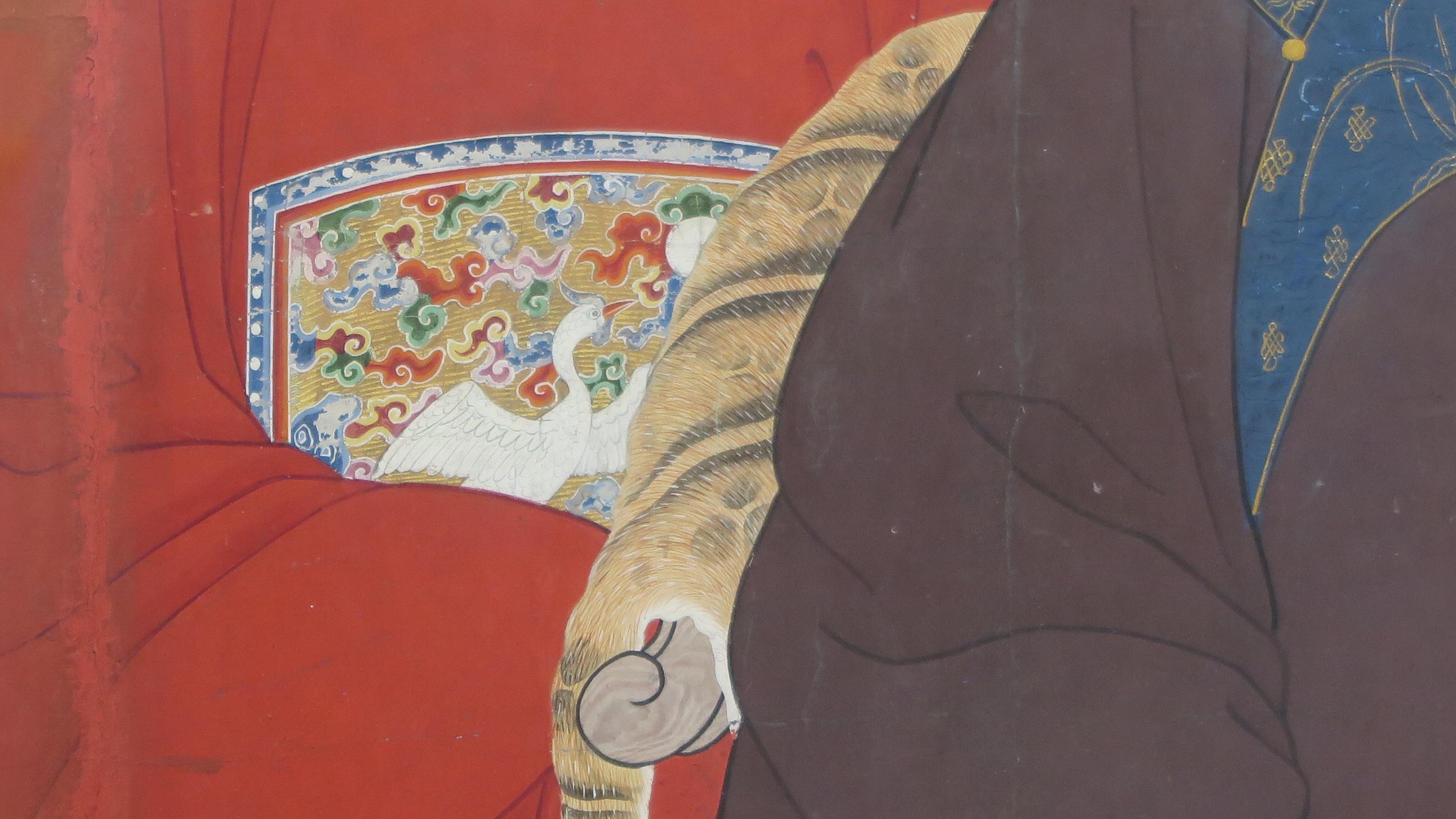 Peinture d'un ancêtre chinois de la dynastie Qing en vente 1