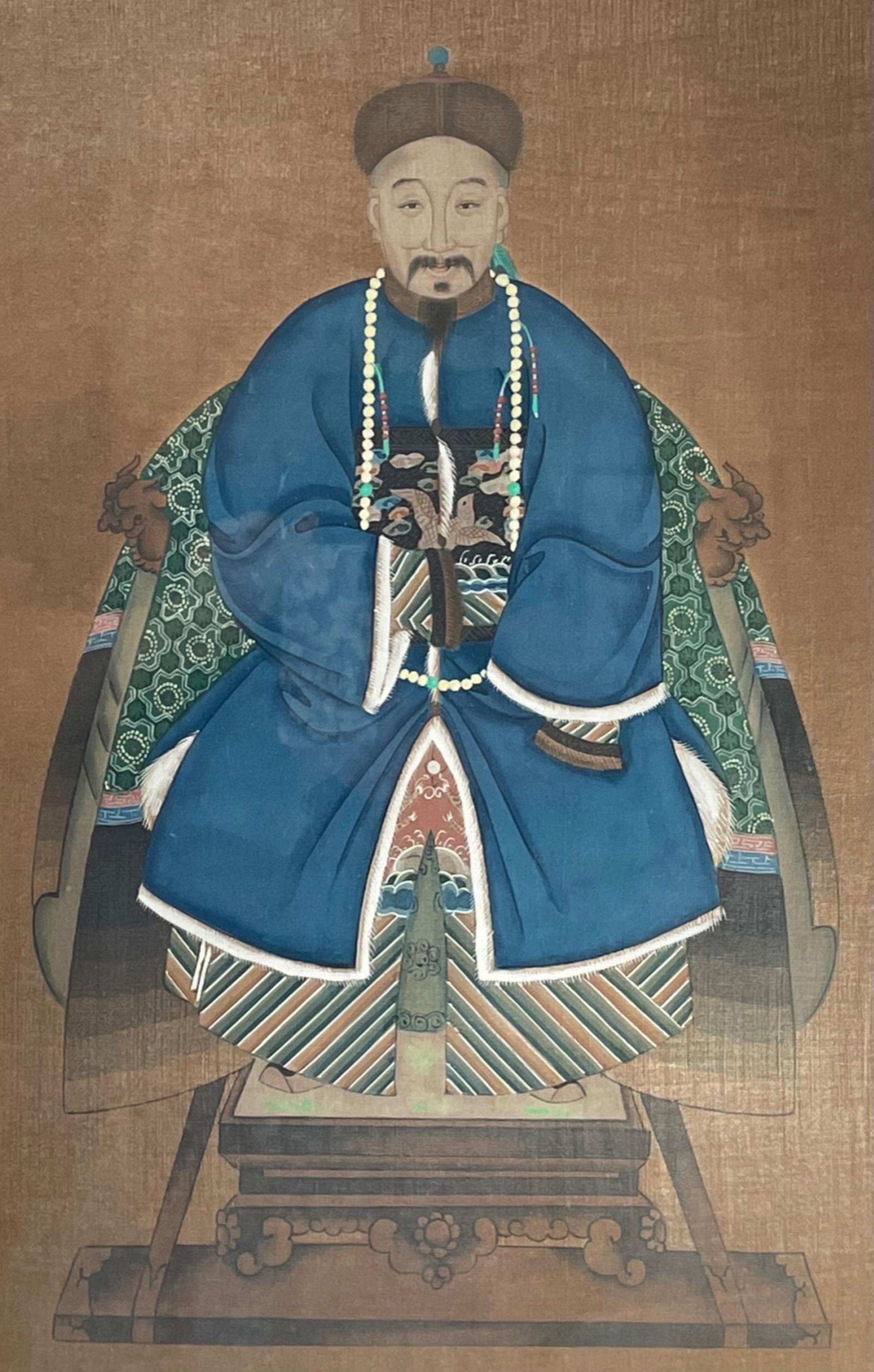 Qing Chinese Ancestor Portrait of a Mandarin Dignitary