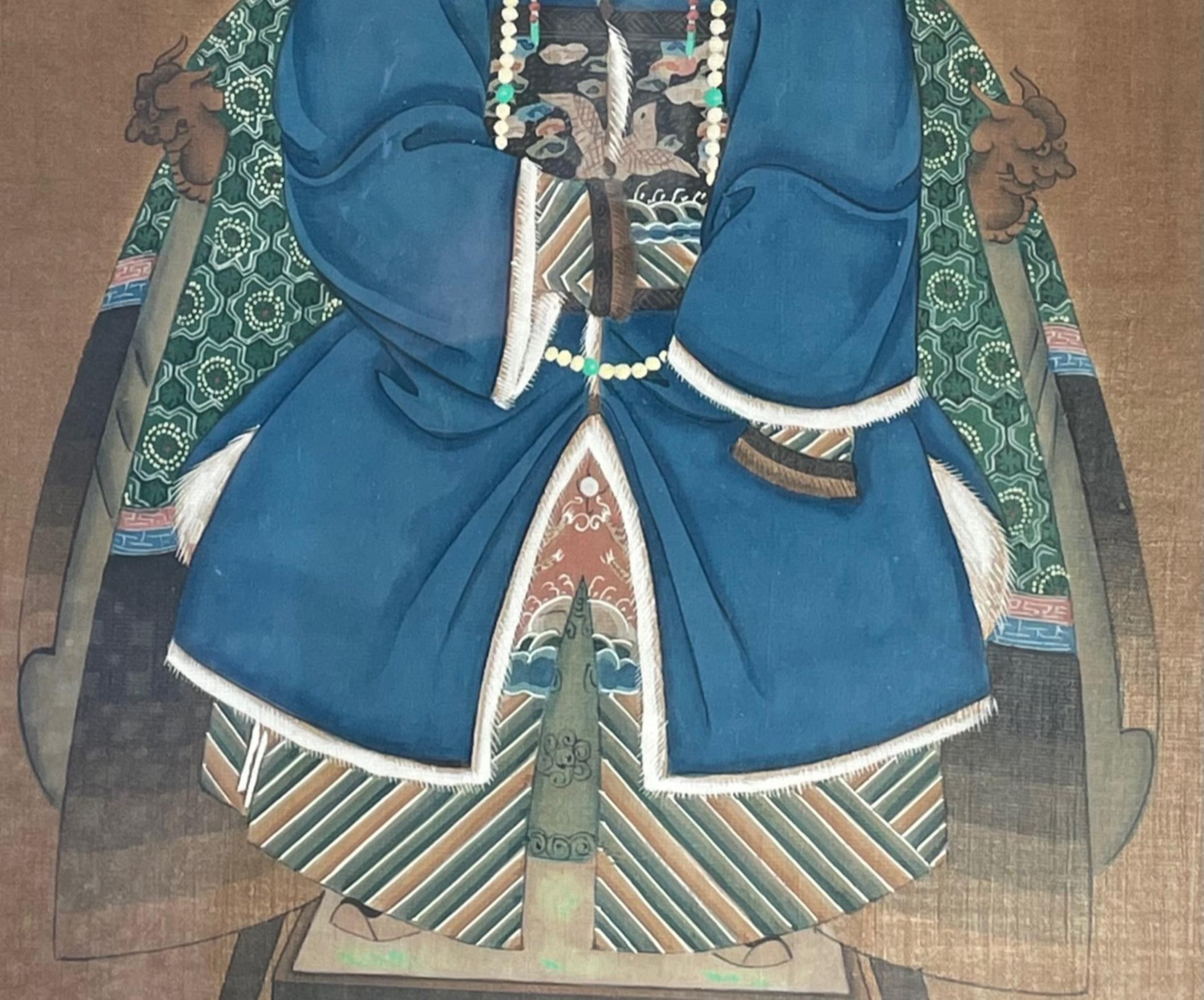 Chinese Ancestor Portrait of a Mandarin Dignitary In Good Condition In Vero Beach, FL