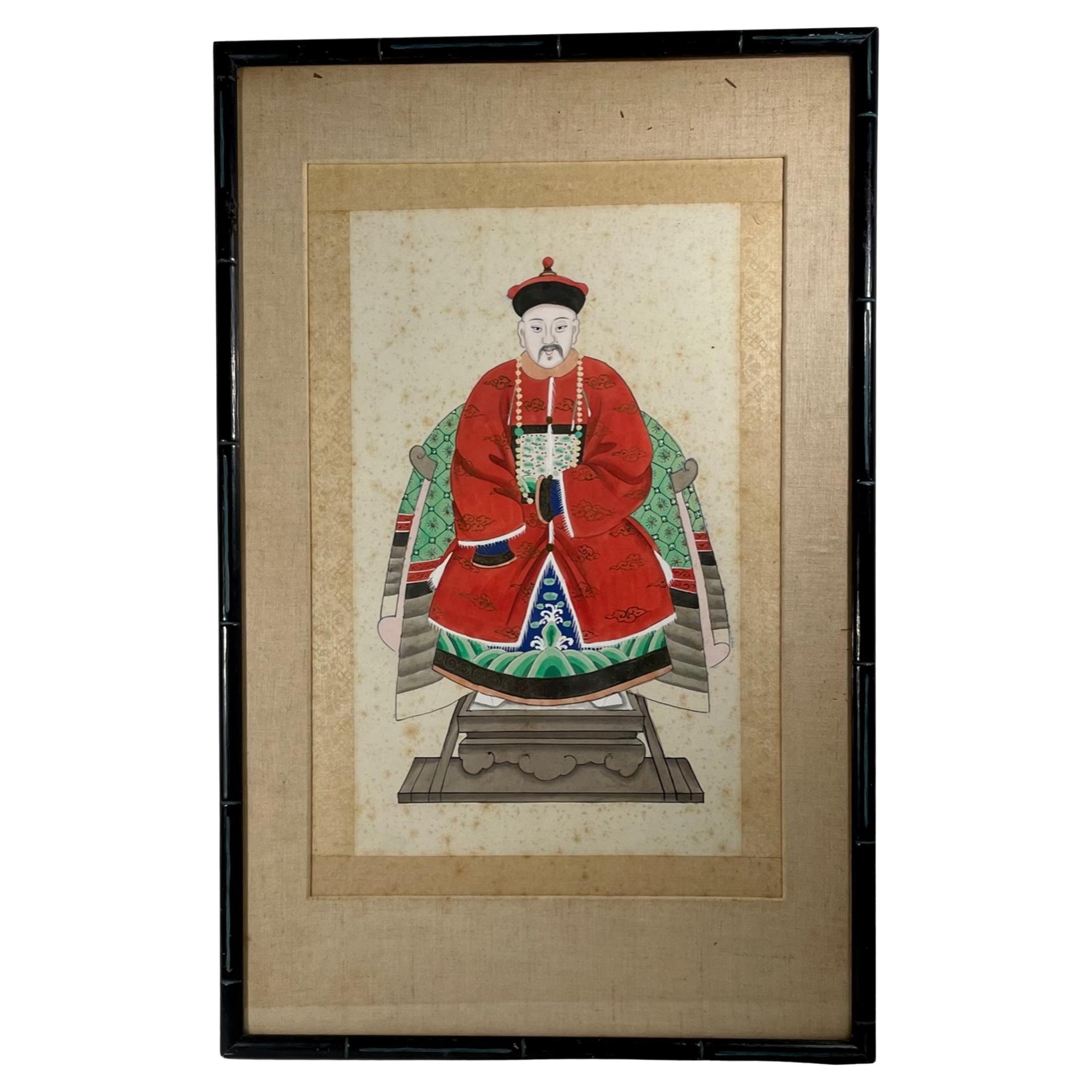 Chinese Ancestor Portrait of a Mandarin Dignitary For Sale