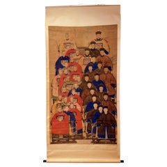 Pittura degli antenati cinesi di generazioni di ufficiali di famiglia.Scroll Painting