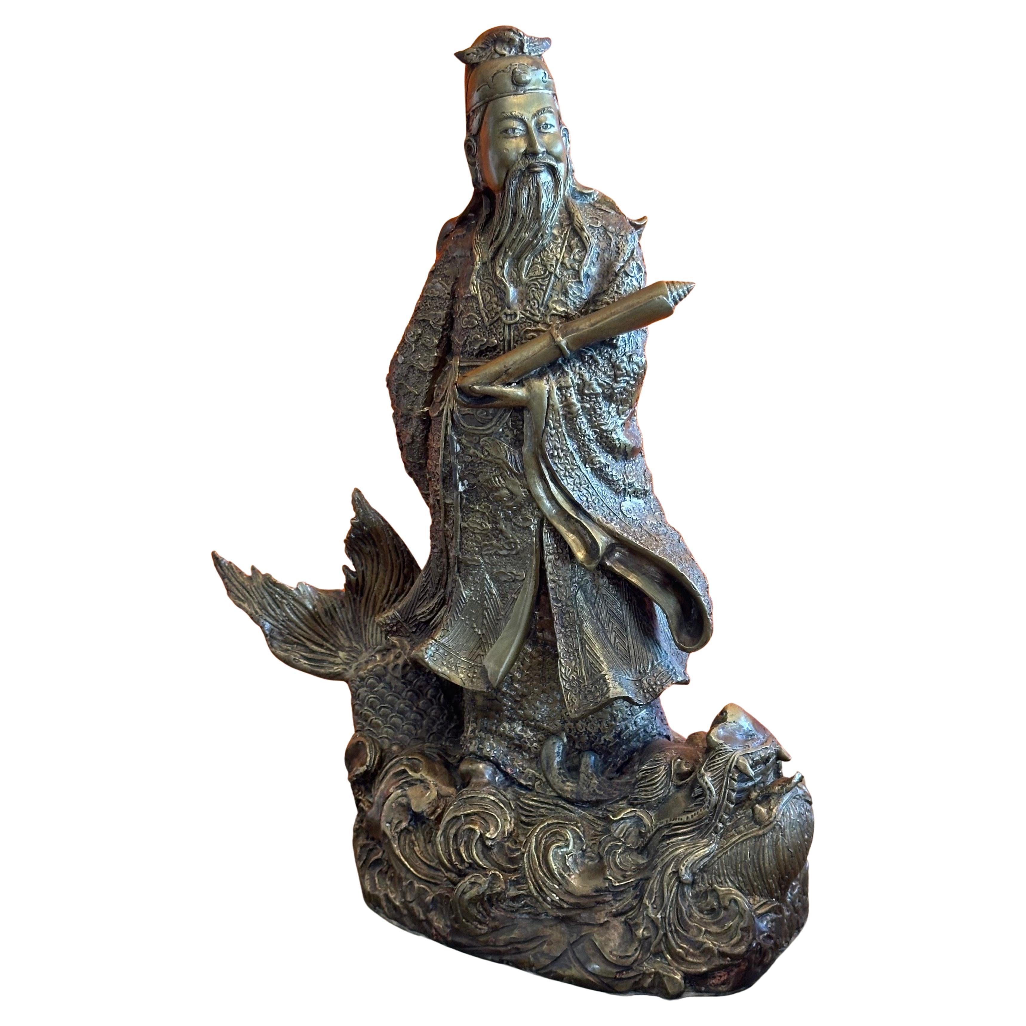 Figura Ancestral China / Estatua de Dios en Bronce Fundido en venta 10