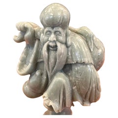 Chinese Ancestral "Fisherman" Figurine / Sculpture in Emerald Stone