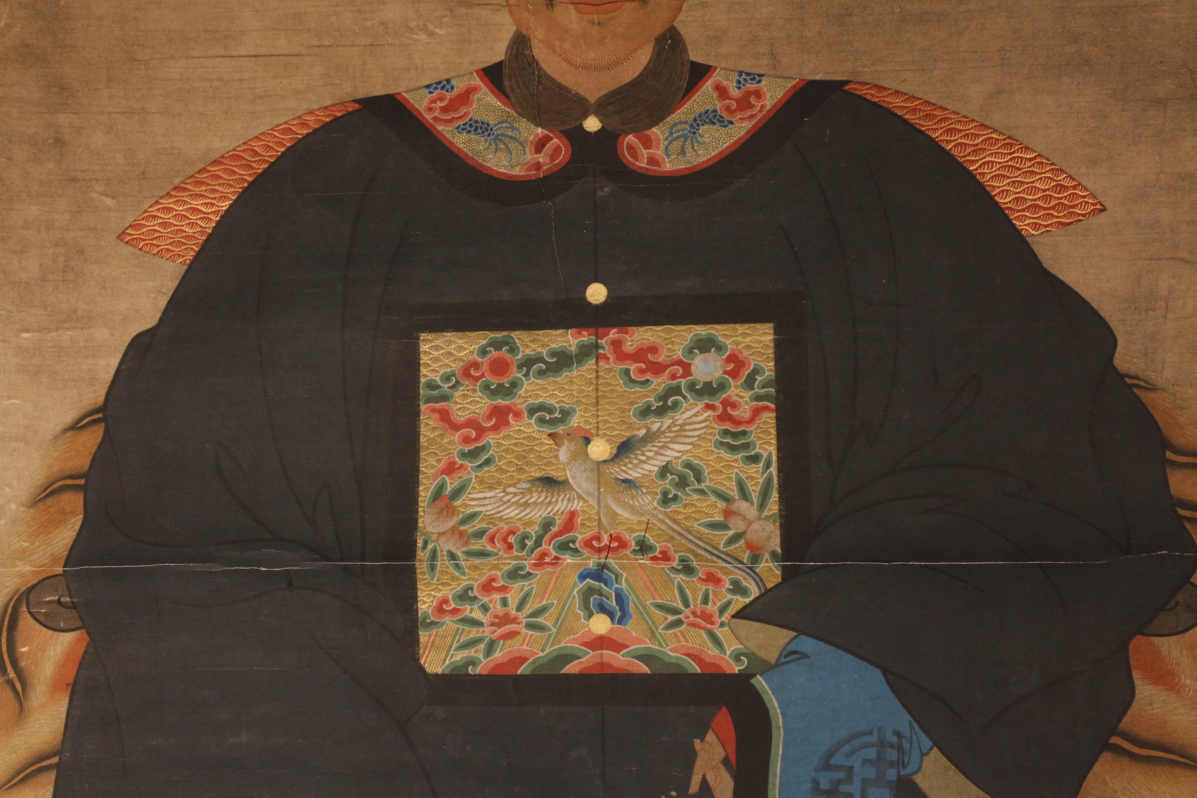 Chinese ancestral portrait, 19th c. In Good Condition For Sale In New York, NY