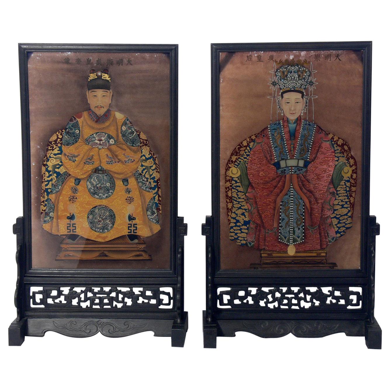 Chinese Ancestral Reverse Paintings on Glass
