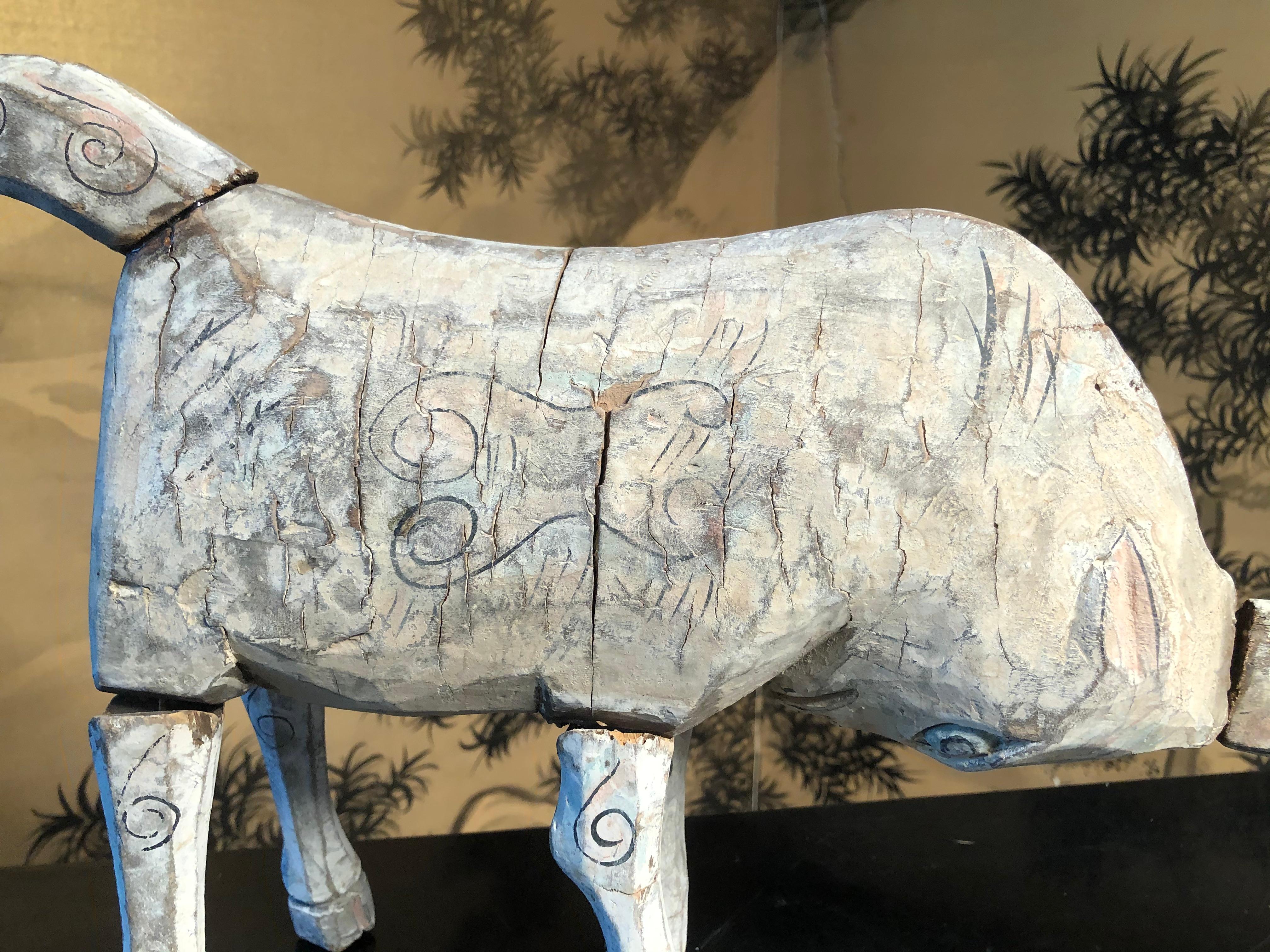 Chinese Ancient Hand Carved Unicorn In Good Condition For Sale In South Burlington, VT