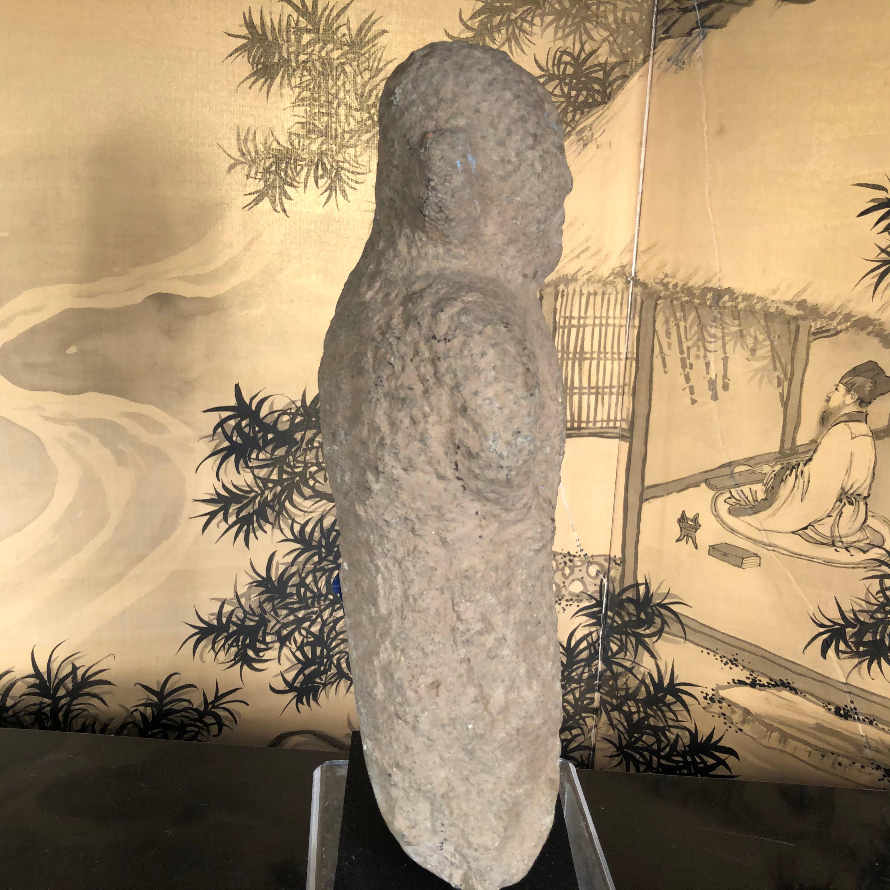 Chinese Ancient Stone Male Figure, 206 BC-220 AD For Sale 2