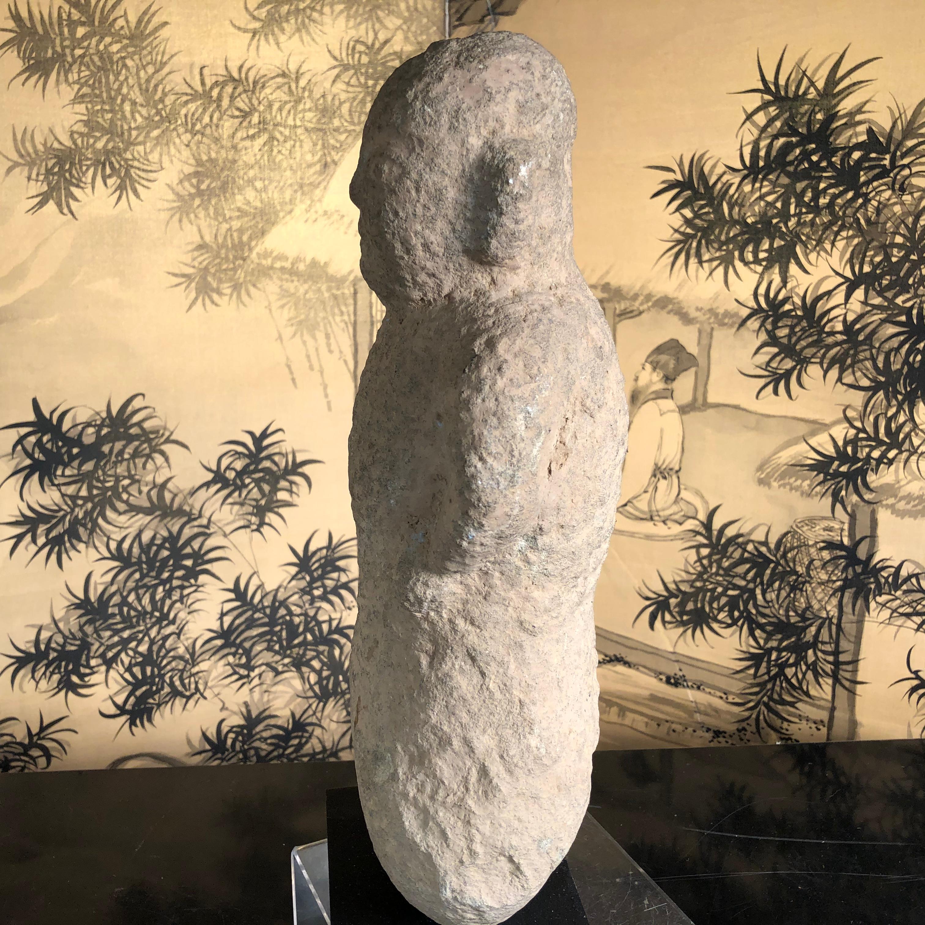 Chinese Ancient Stone Male Figure, 206 BC-220 AD For Sale 7