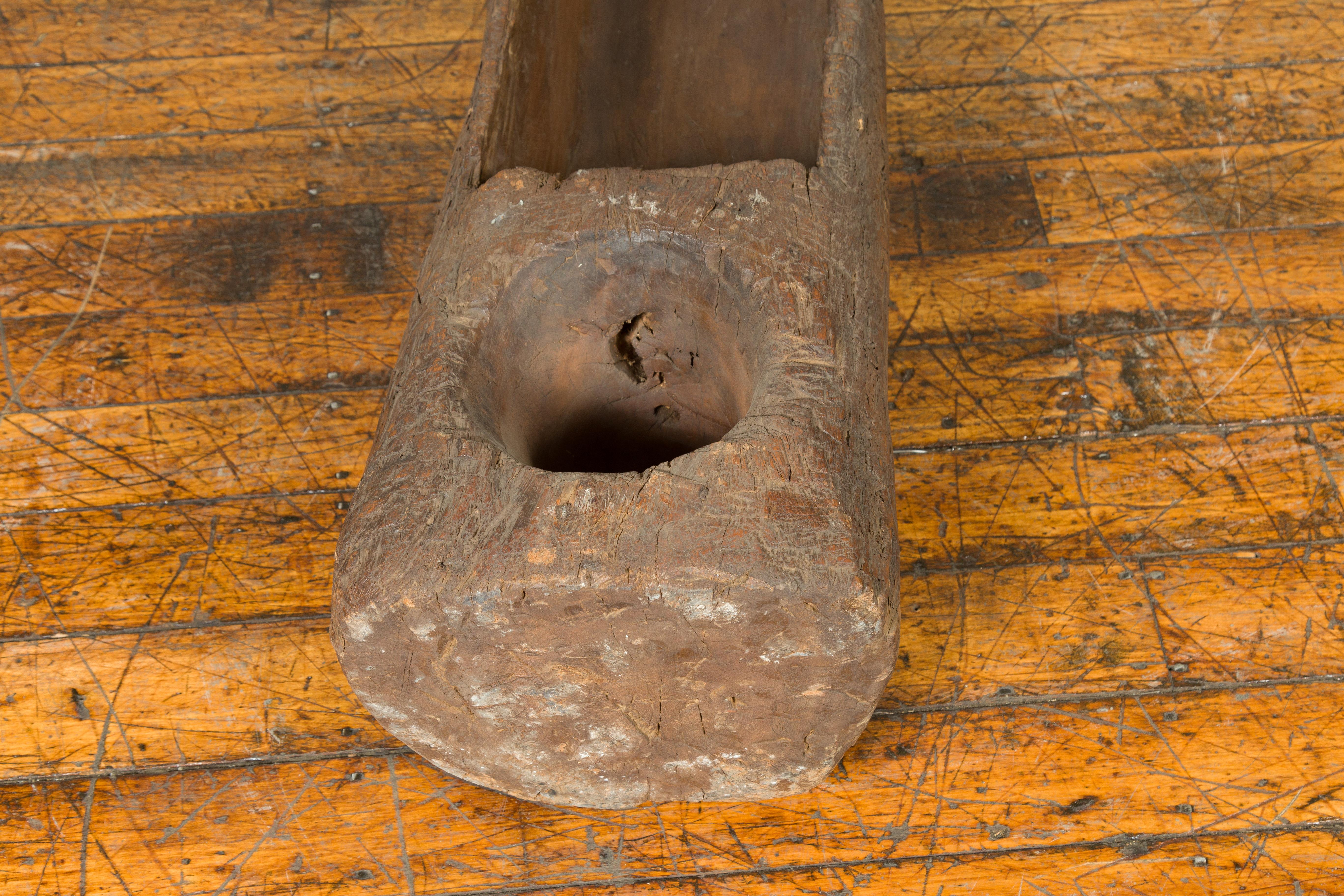 Chinesische Antike 19. Jahrhundert oder Ältere Rustikale Mörtel mit verwitterten Patina im Angebot 4