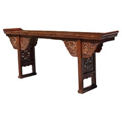Chinese Antique 8 ft Altar Table with Carved Dragons