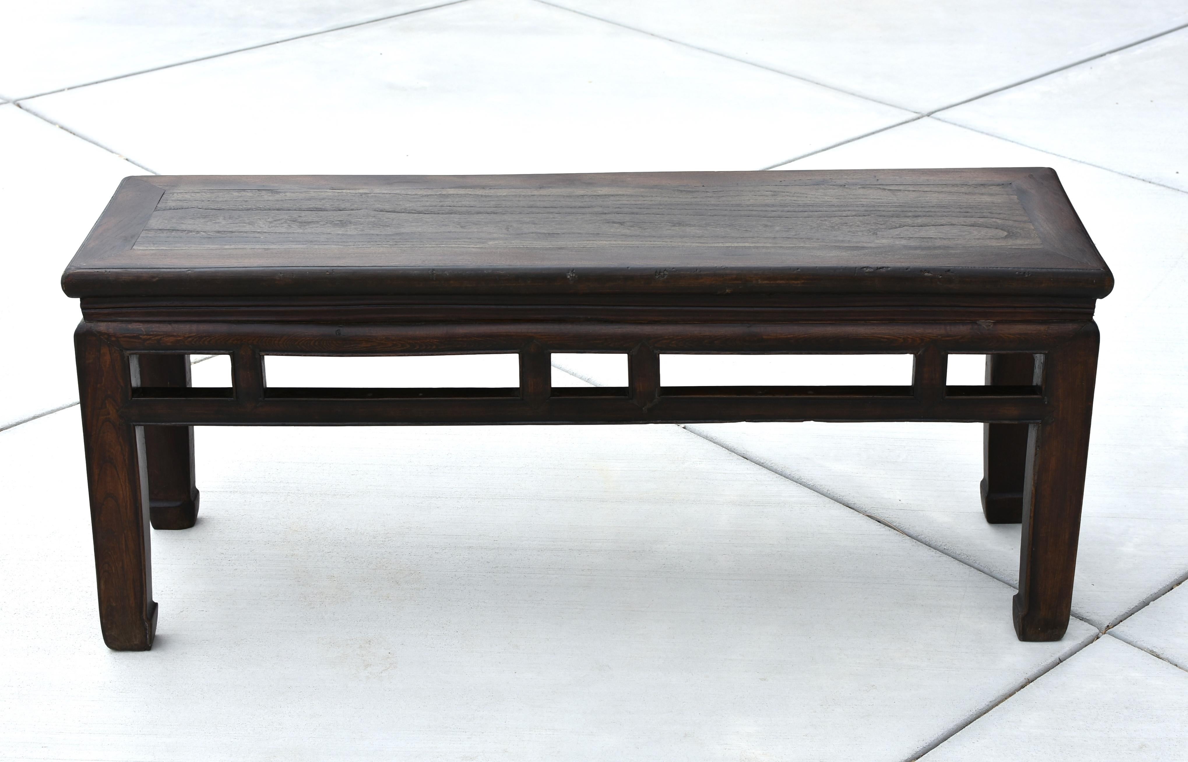 Chinese Antique Bench Solid Wood Ming Style Spring Bench In Good Condition In Somis, CA