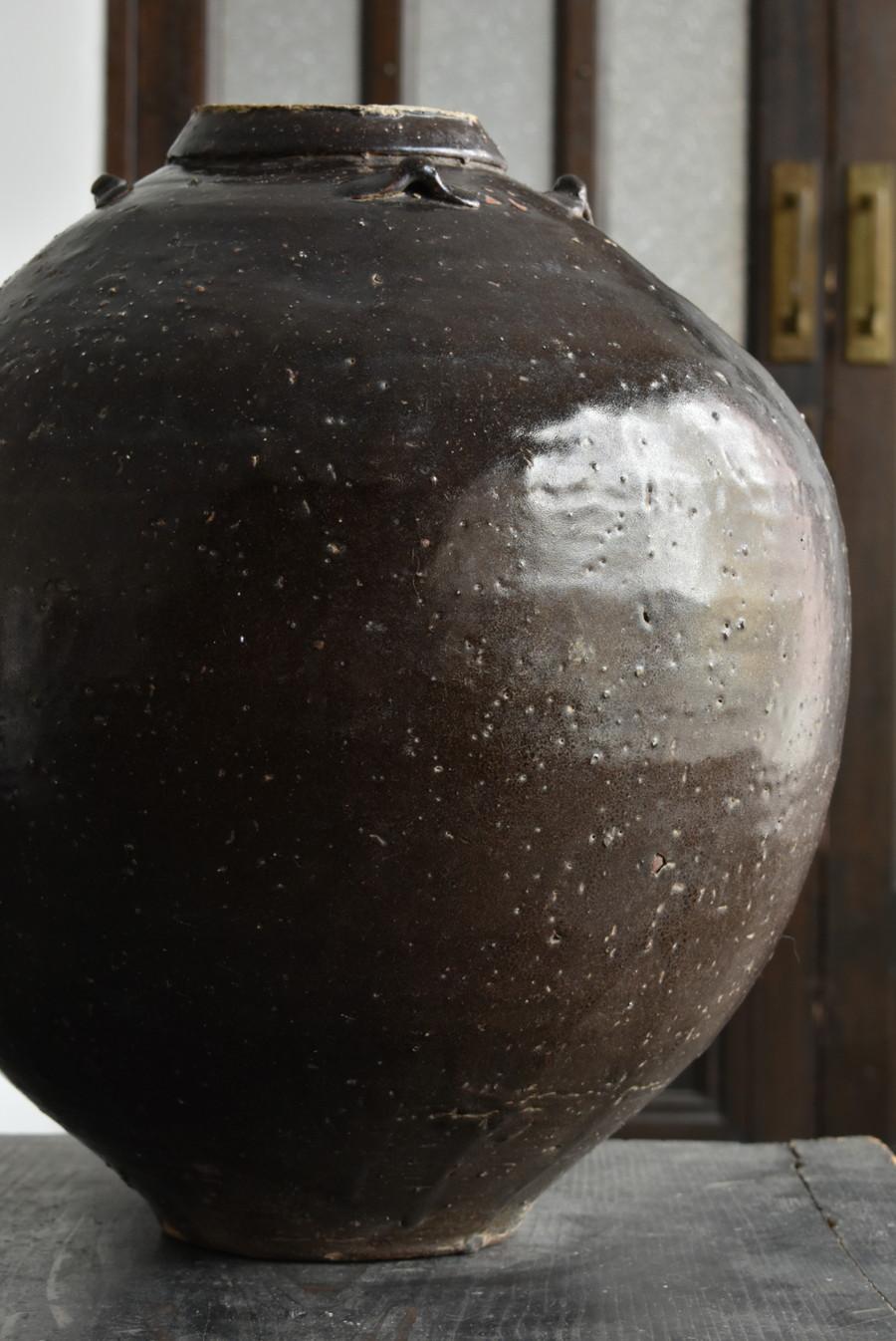 Chinese Antique Black Pottery Jar / 1500s / Wabi-Sabi Tsubo / Beautiful Vase 4