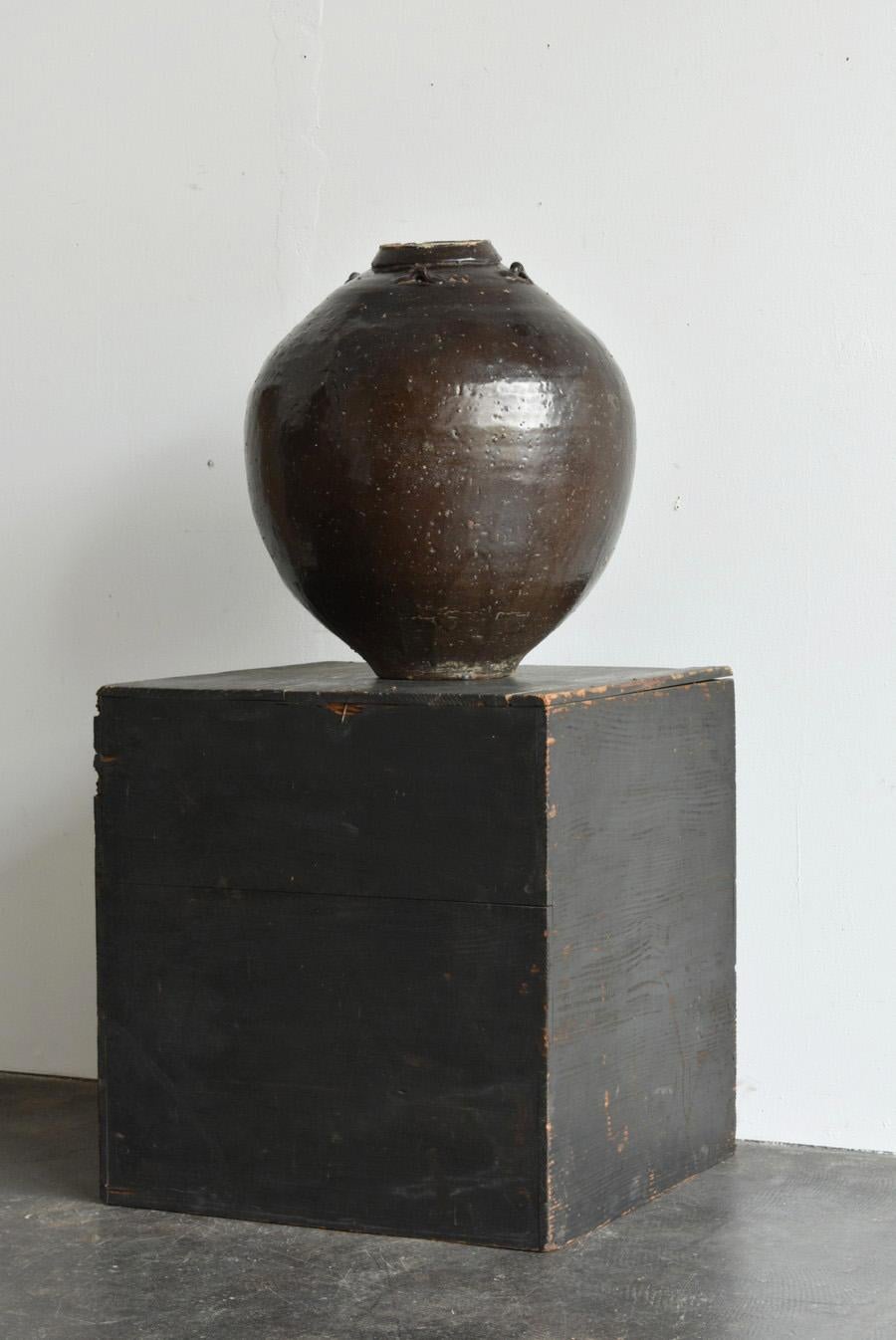 Chinese Antique Black Pottery Jar / 1500s / Wabi-Sabi Tsubo / Beautiful Vase 5