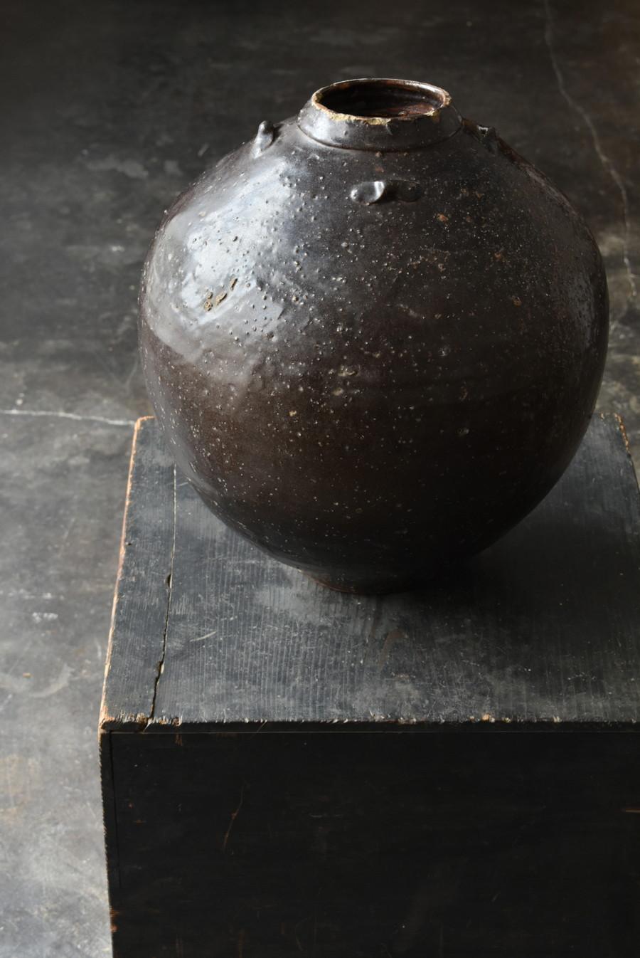 Chinese Antique Black Pottery Jar / 1500s / Wabi-Sabi Tsubo / Beautiful Vase 6