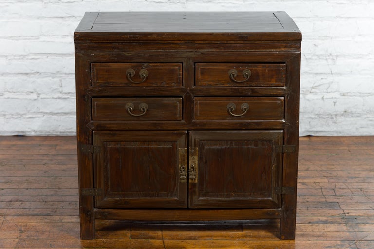 Chinese Antique Brown Wood Bedside with Four Drawers over — free download