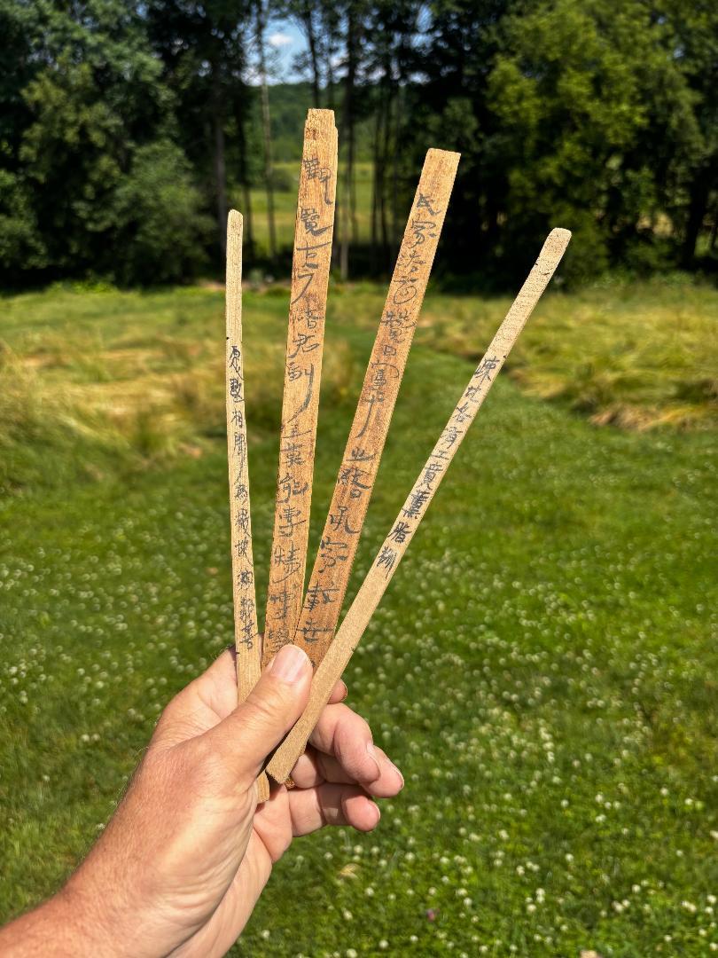 Chinese Antique Cache 98 Bamboo Wood Calligraphy Slips, Collectors Find For Sale 6