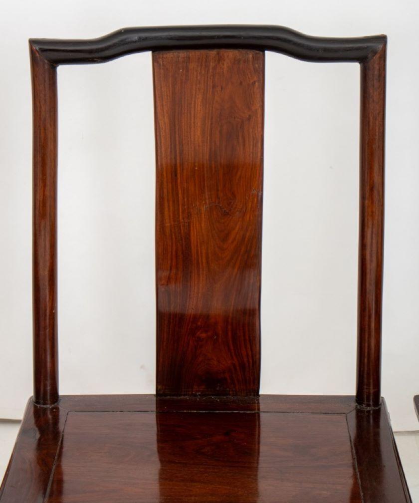 Set of Four Chinese Antique Hand-Carved Hongmu Side Chairs, circa 19th century. Tallest: 43