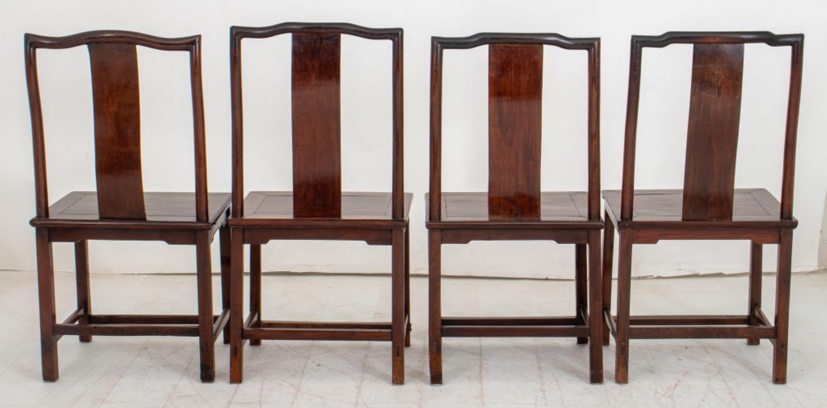 19th Century Chinese Antique Carved Hongmu Side Chairs, 4 For Sale