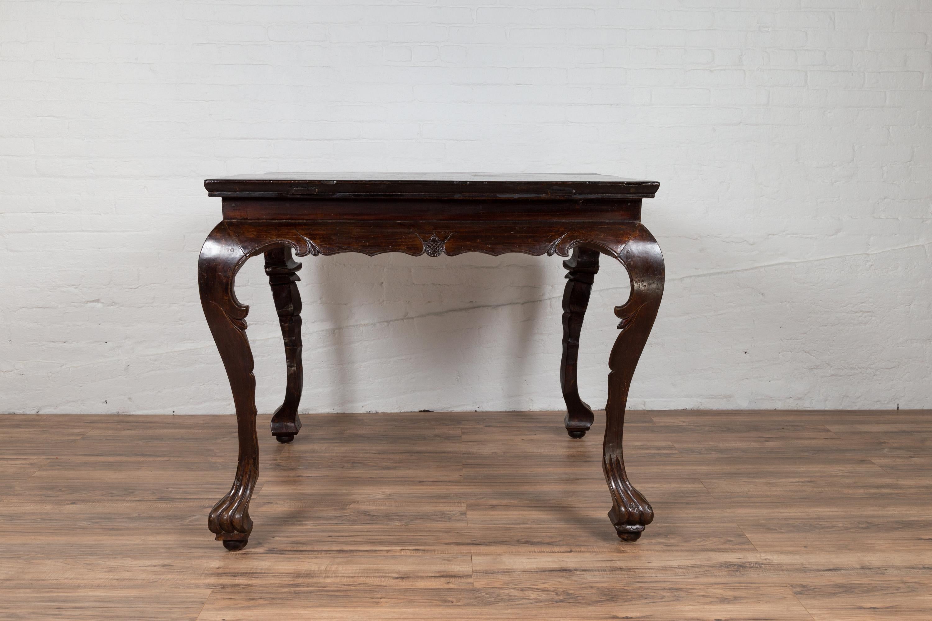 black table top with brown legs