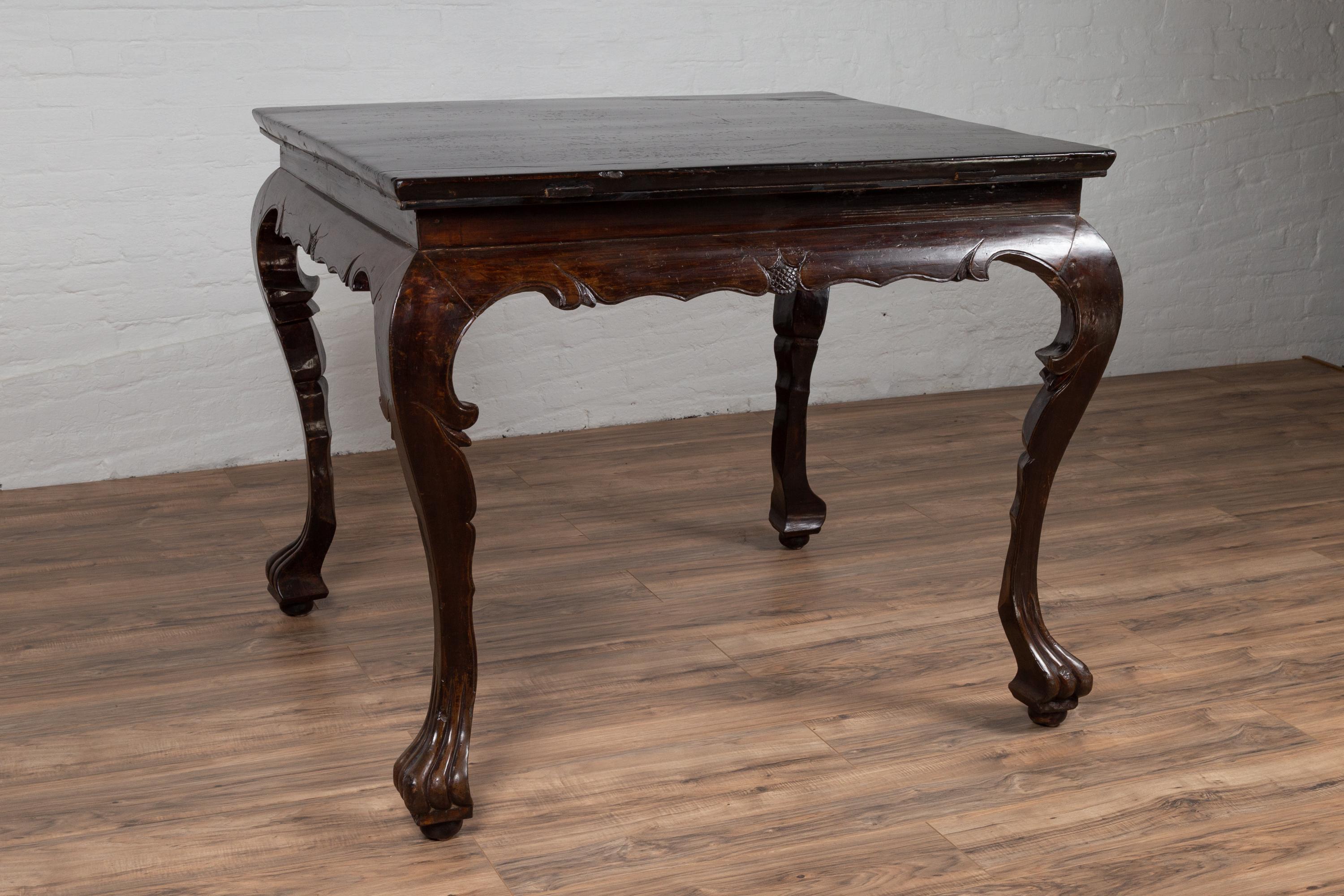 black table top with wood legs