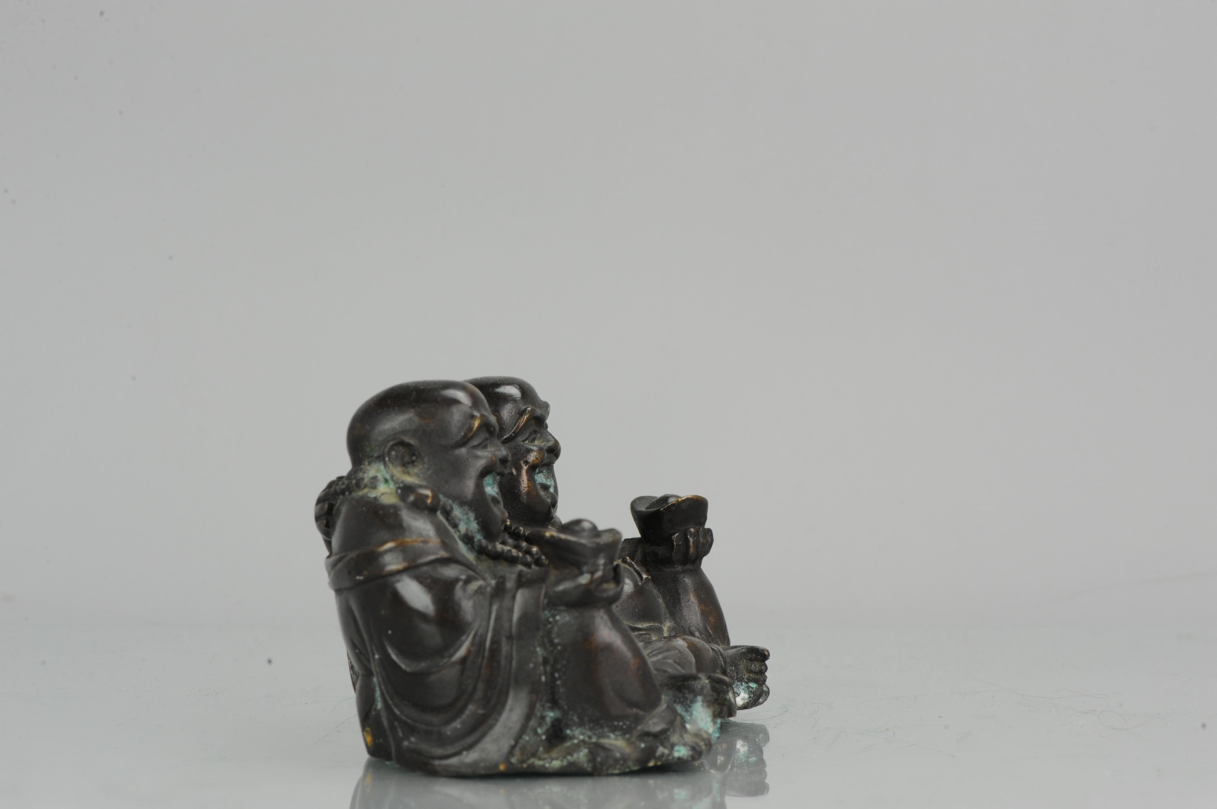 19th Century Chinese Antique Chinese Bronze Laughing Buddha Statue China, ca 1900 For Sale