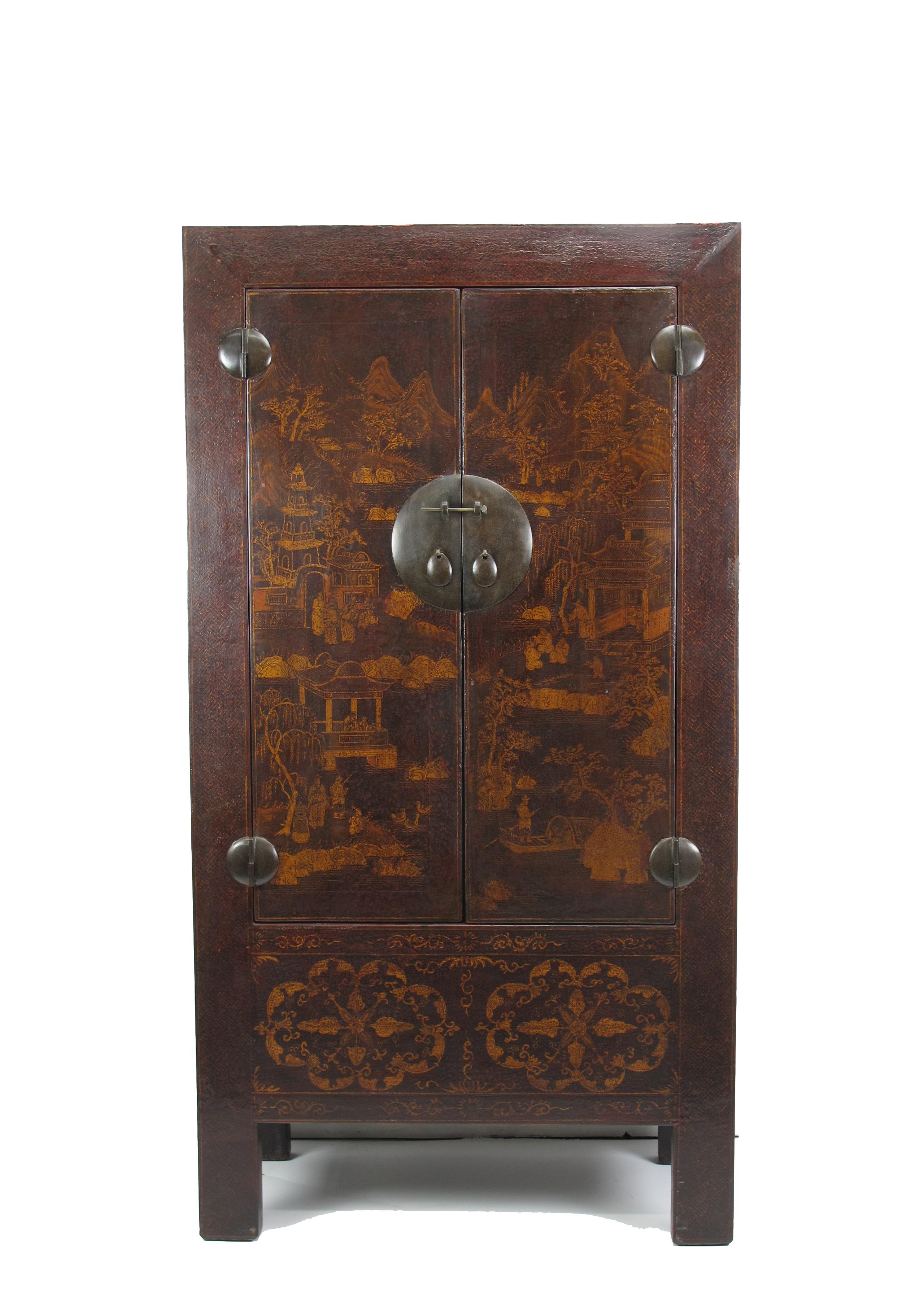 Chinese Antique Chinoiserie Style Cabinet For Sale 3