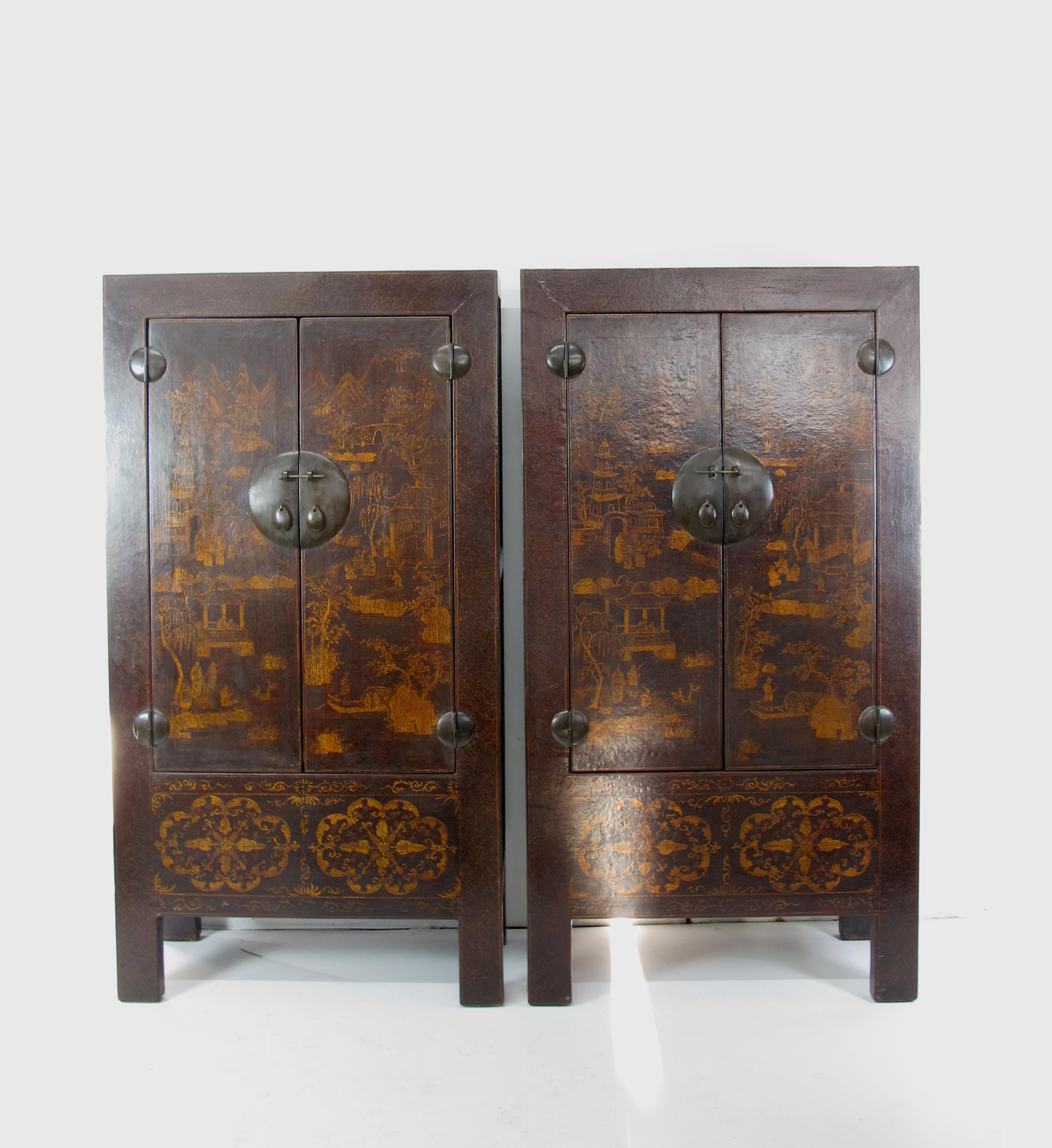Chinese Antique Chinoiserie Style Cabinet For Sale 7