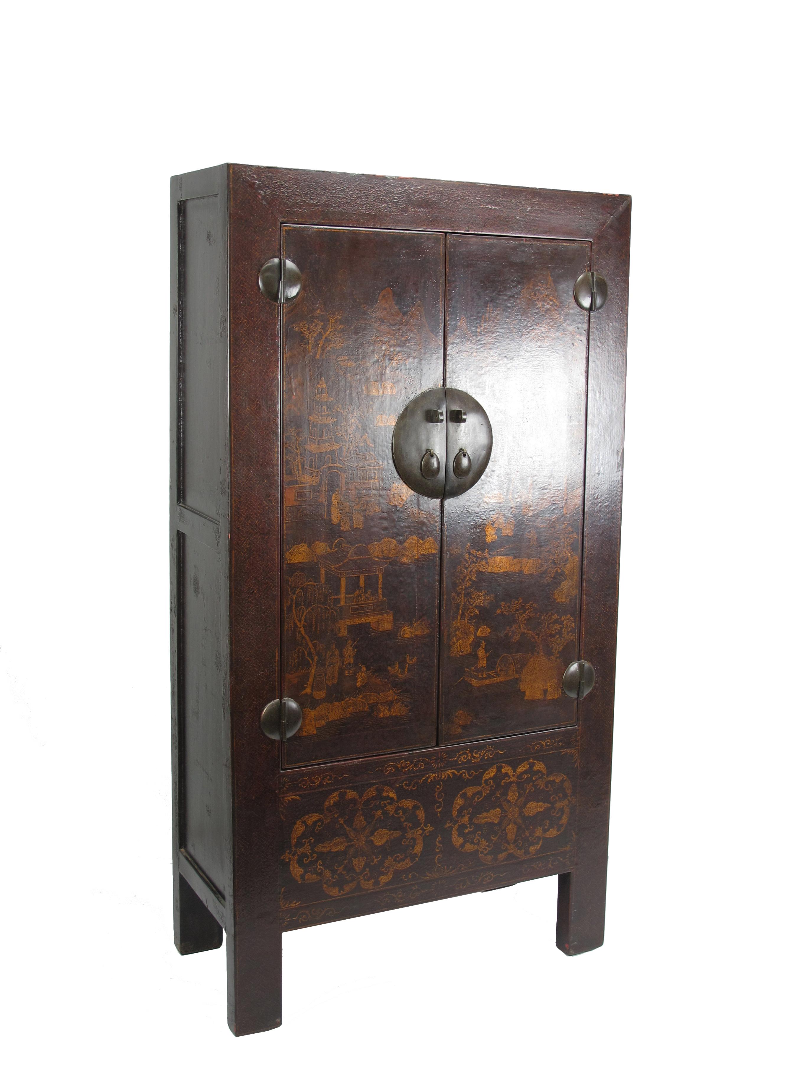 Chinese Antique Chinoiserie Style Cabinet For Sale 8