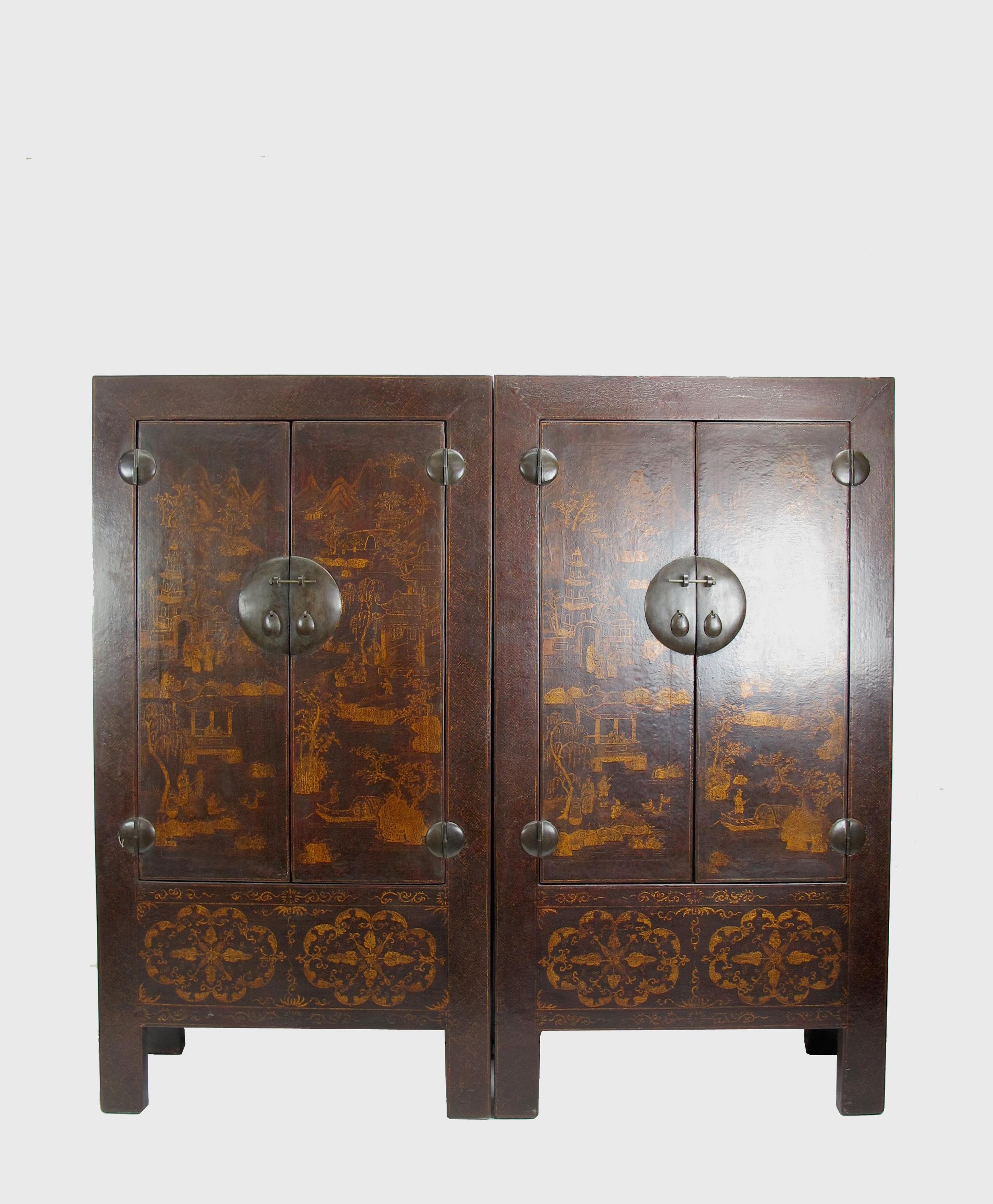 Chinese Antique Chinoiserie Style Cabinet For Sale 9