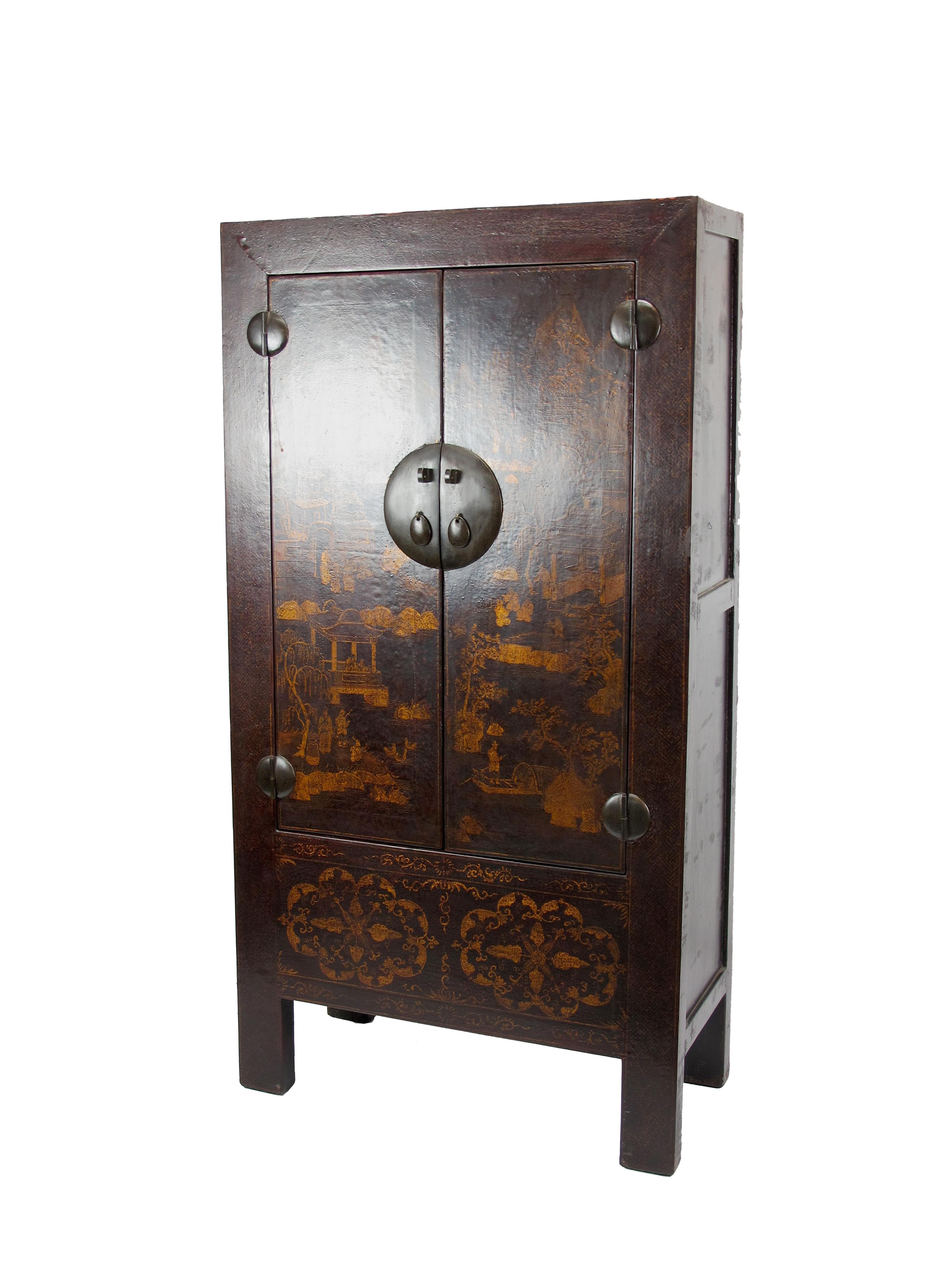 Chinese Antique Chinoiserie Style Cabinet For Sale 10