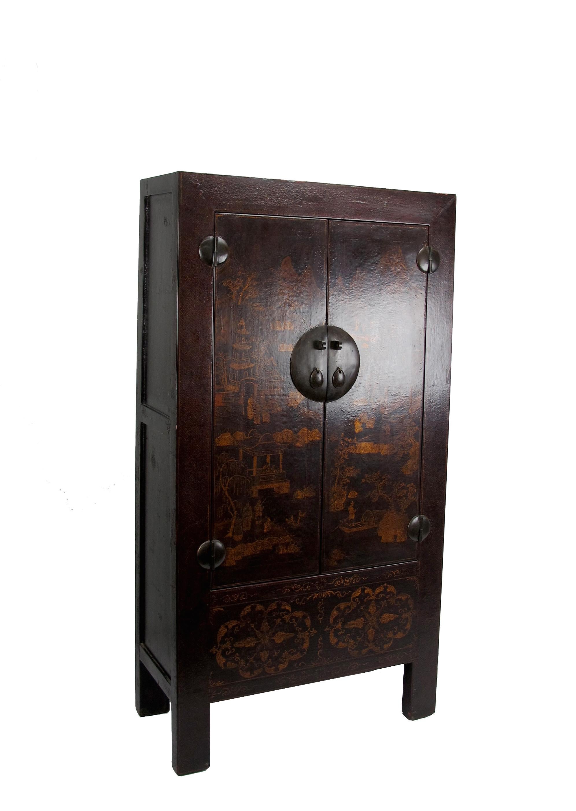 Chinese Antique Chinoiserie Style Cabinet For Sale 11