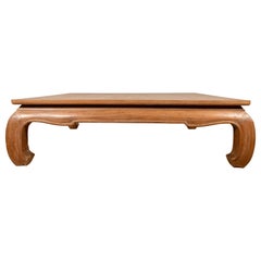 chinese floor table Chinese Antique Coffee Table with Natural Patina, Bulging Legs and Waisted Apron