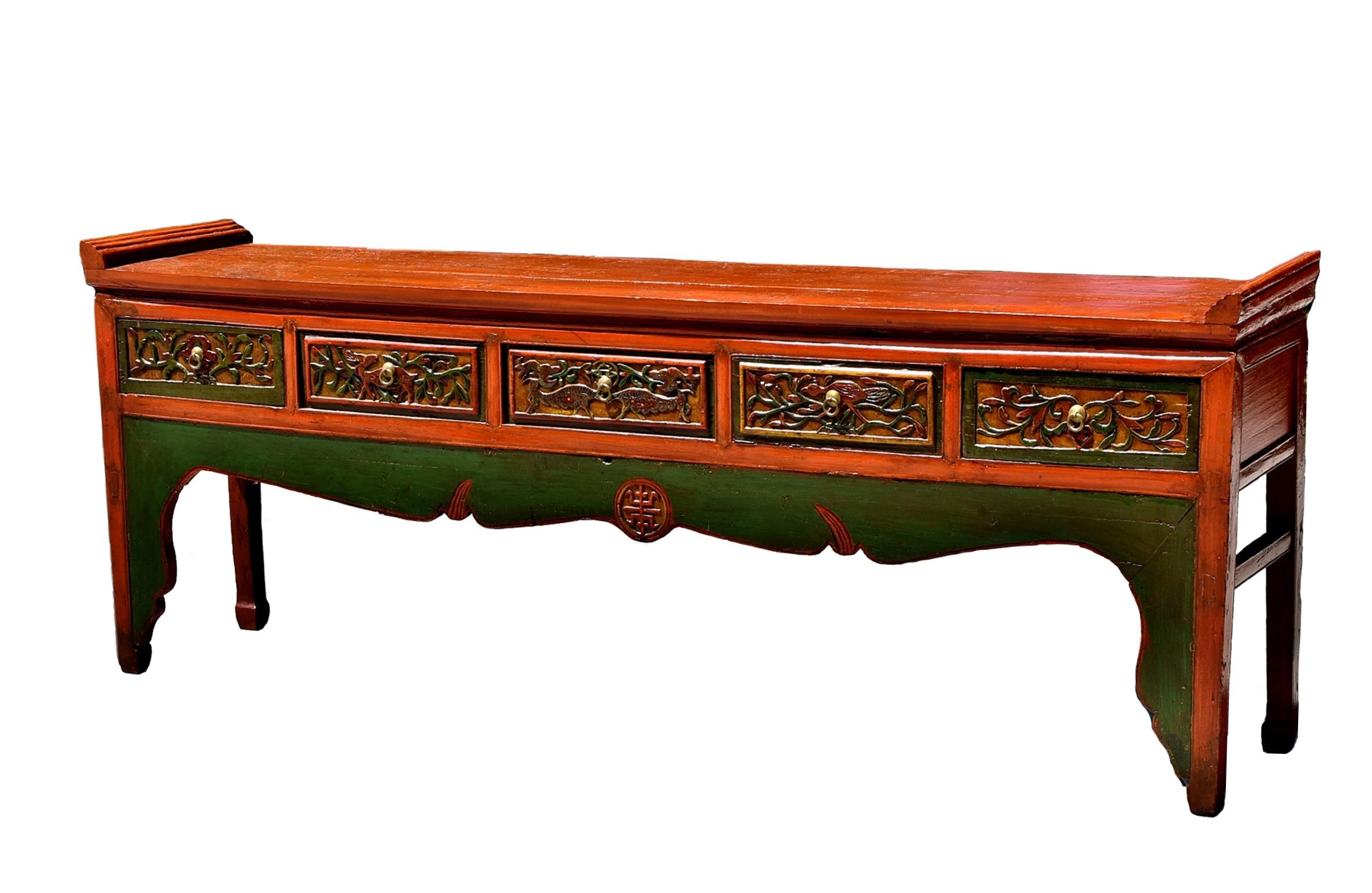 19th Century Chinese Antique Console Table Over 8 ft Long Altar For Sale