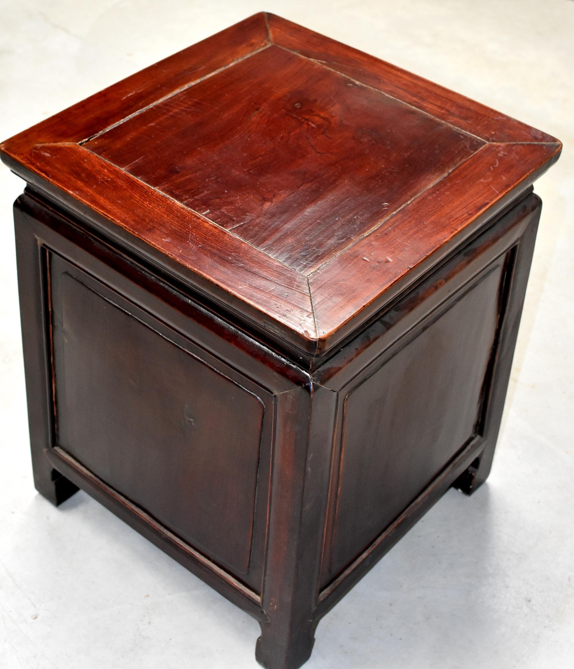 Joinery Chinese Antique Cube Chest, Nightstand Table