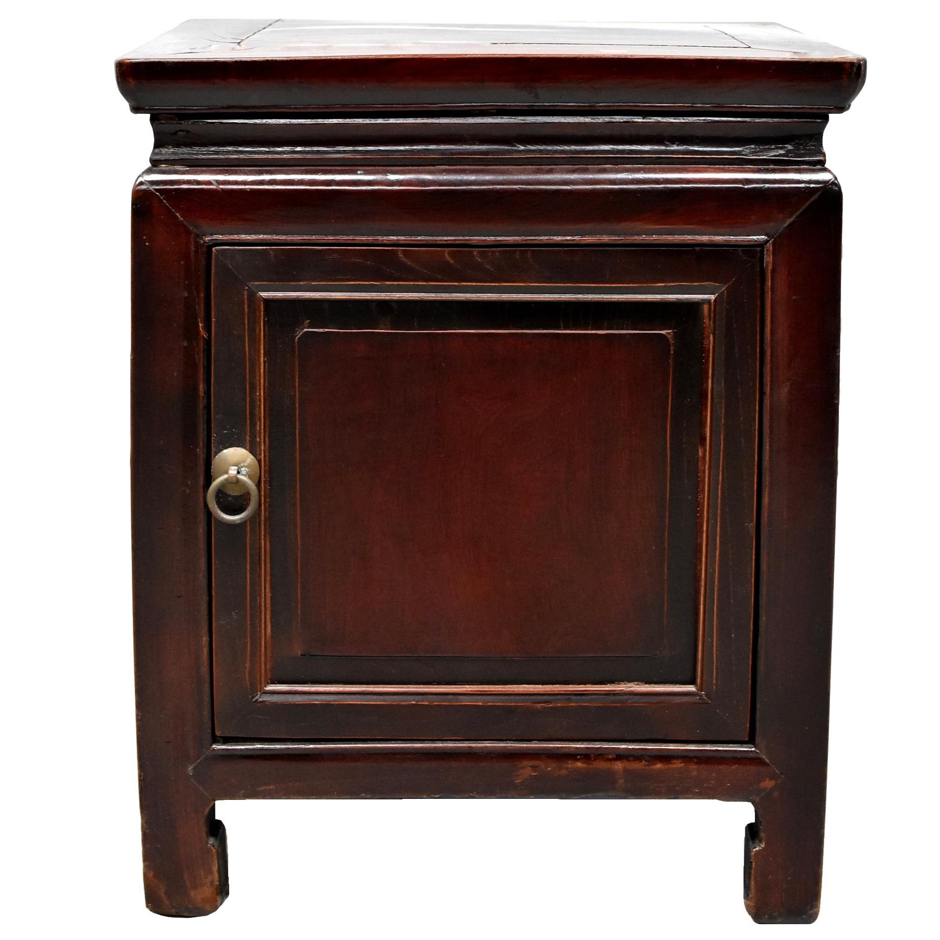 Chinese Antique Cube Chest, Nightstand Table
