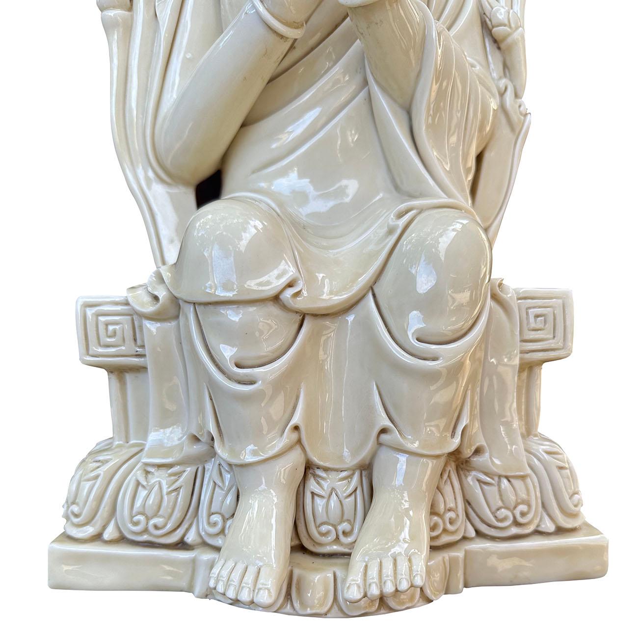 Chinese Export Chinese Antique De Hua Porcelain Kwan Yin Statuary For Sale