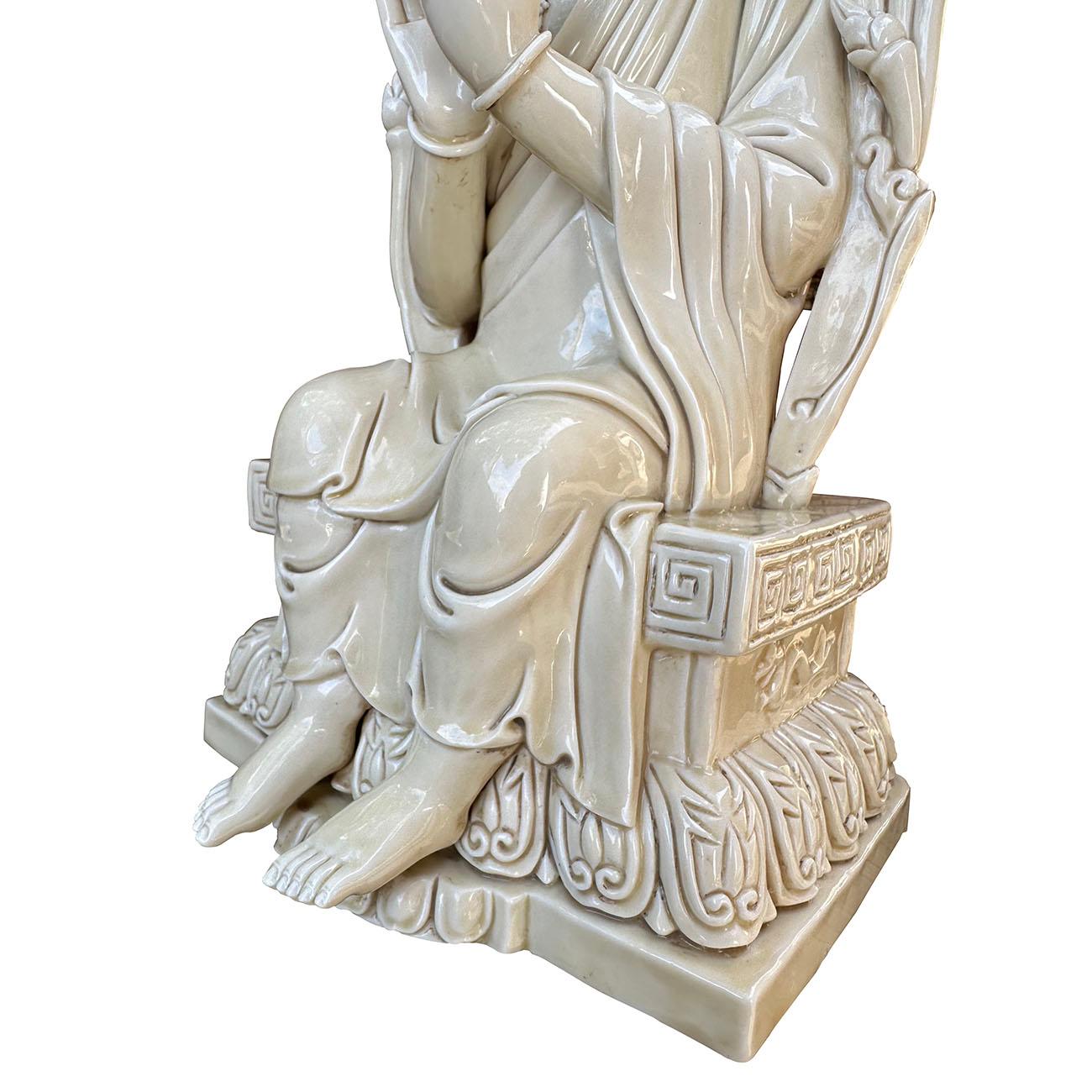 Chinese Antique De Hua Porcelain Kwan Yin Statuary For Sale 3