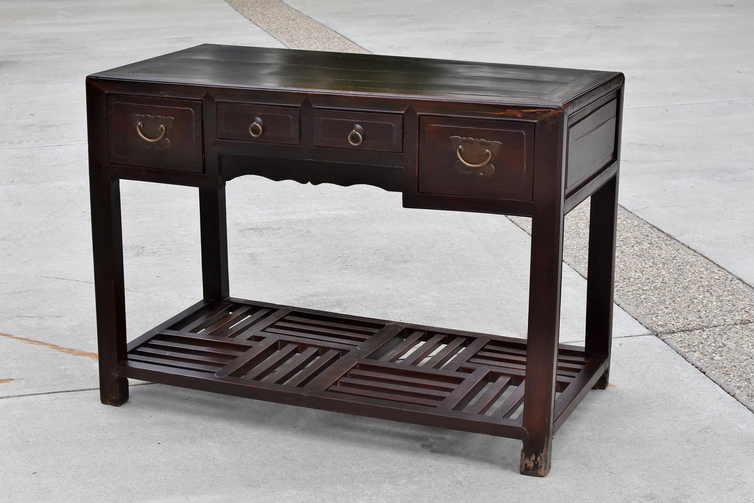 Chinese Antique Desk with Butterfly Hardware 2