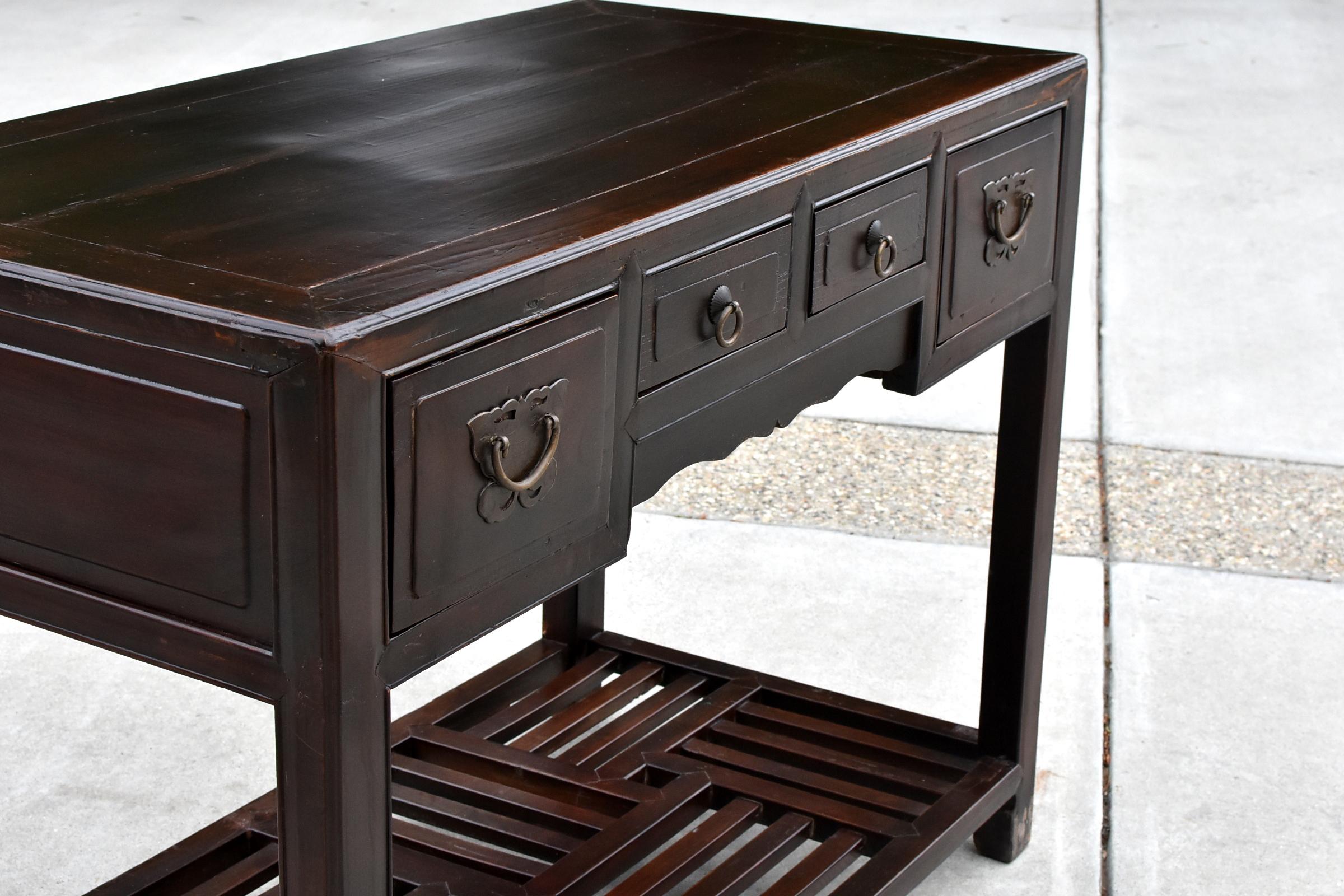 19th Century Chinese Antique Desk with Butterfly Hardware